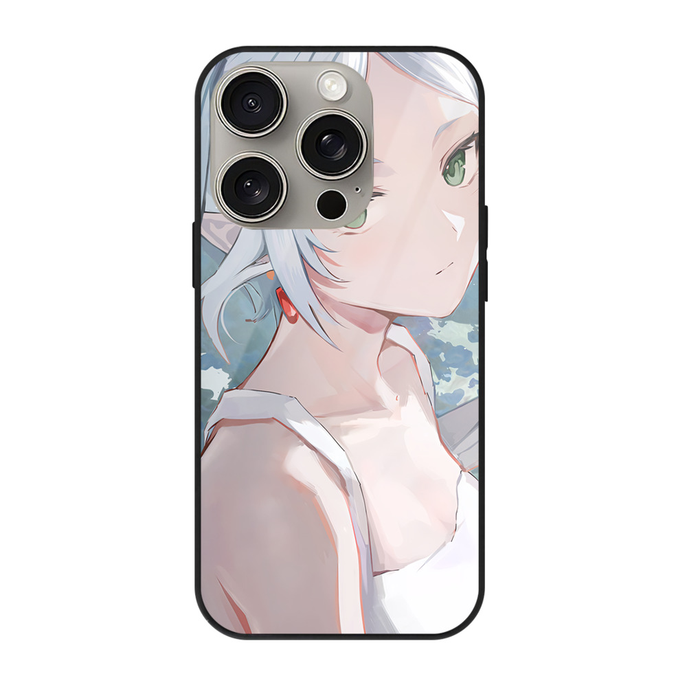 （画像用） 葬送のフリーレン Frieren 【iPhone15Pro対応】スマホケース 耐衝撃＆黄変防止 背面ガラス