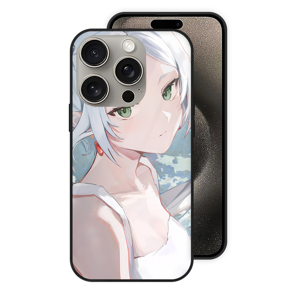 （画像用） 葬送のフリーレン Frieren 【iPhone15Pro対応】スマホケース 耐衝撃＆黄変防止 背面ガラス