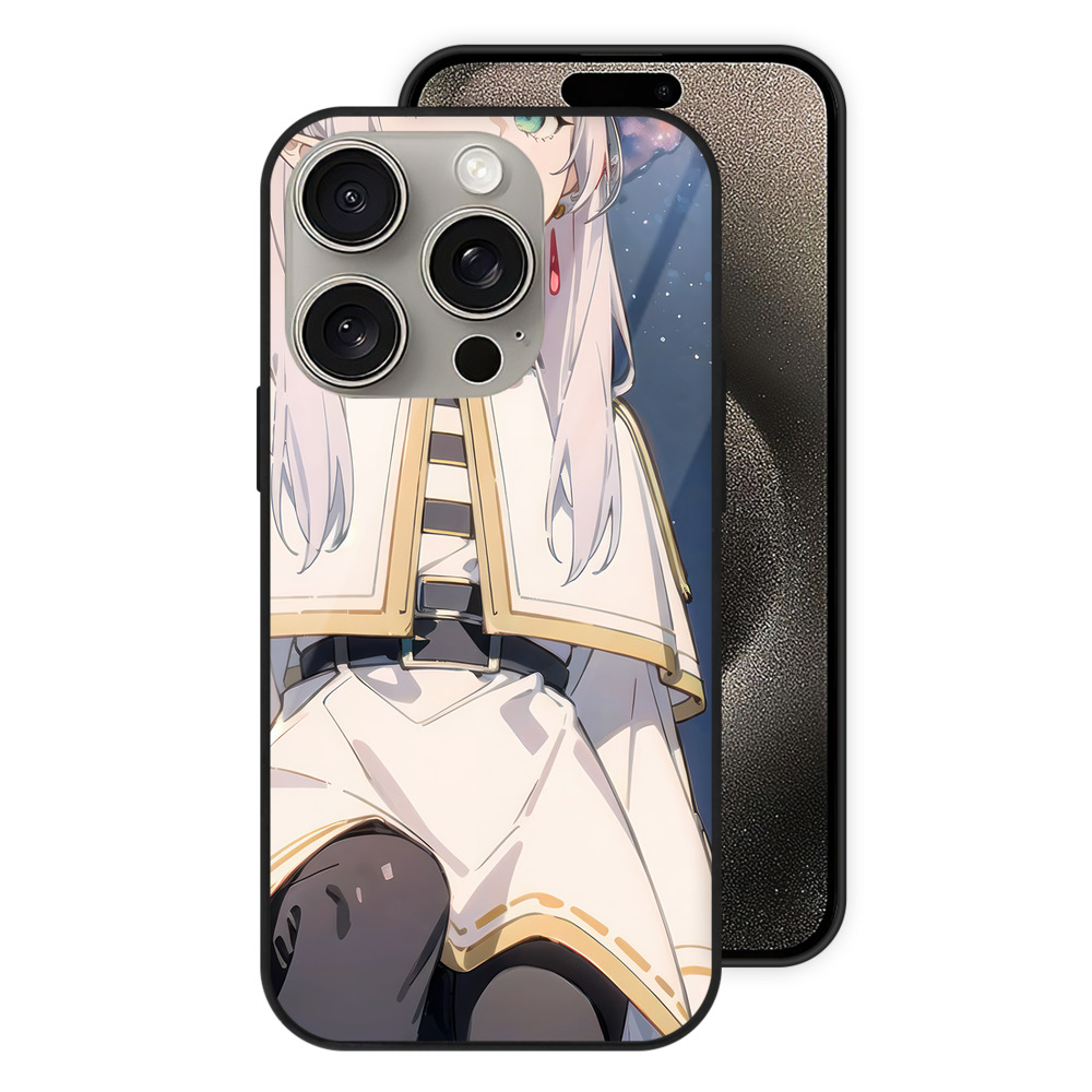 （画像用） 葬送のフリーレン Frieren 【iPhone15Pro対応】スマホケース 耐衝撃＆黄変防止 背面ガラス