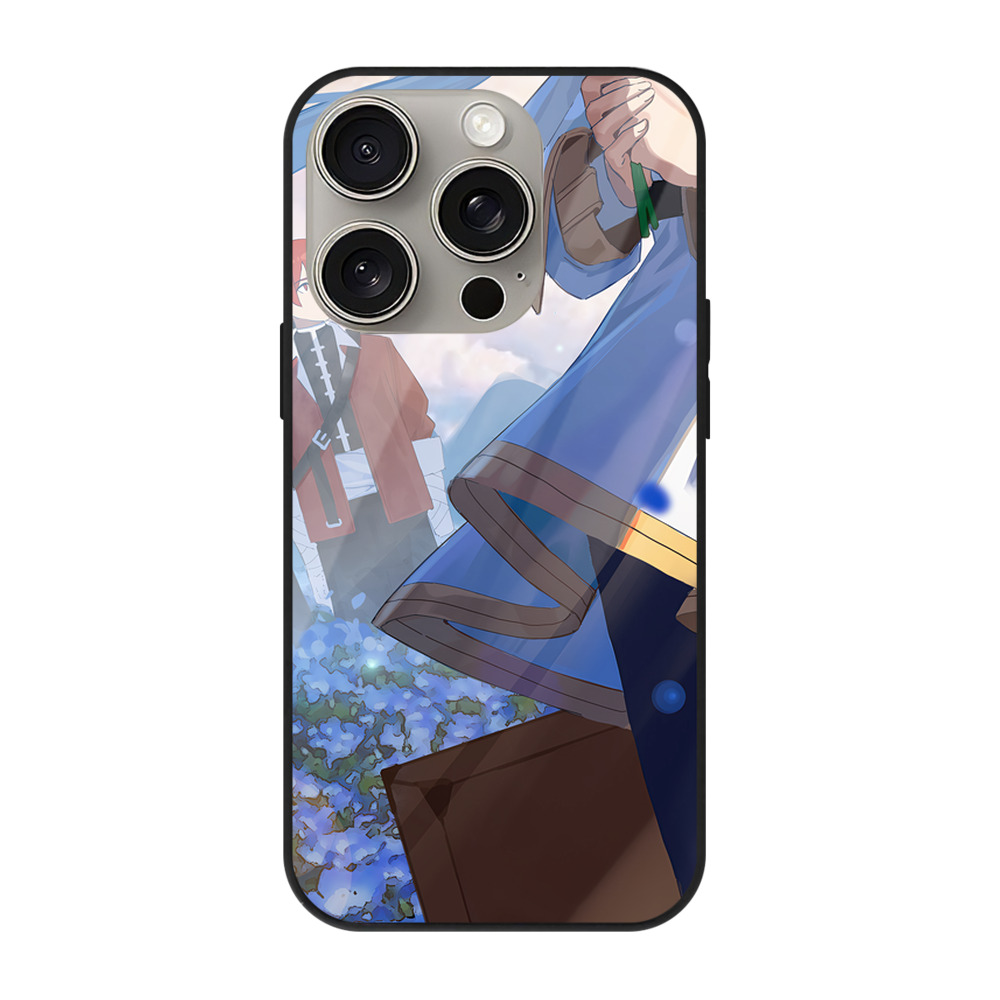 （画像用） 葬送のフリーレン Frieren 【iPhone15Pro対応】スマホケース 耐衝撃＆黄変防止 背面ガラス