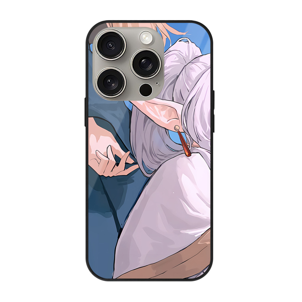 （画像用） 葬送のフリーレン Frieren 【iPhone15Pro対応】スマホケース 耐衝撃＆黄変防止 背面ガラス