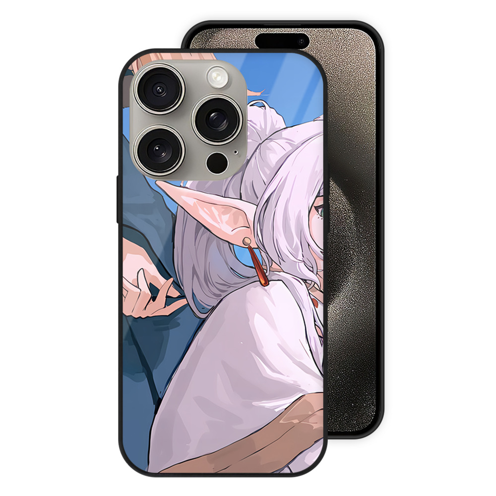 （画像用） 葬送のフリーレン Frieren 【iPhone15Pro対応】スマホケース 耐衝撃＆黄変防止 背面ガラス