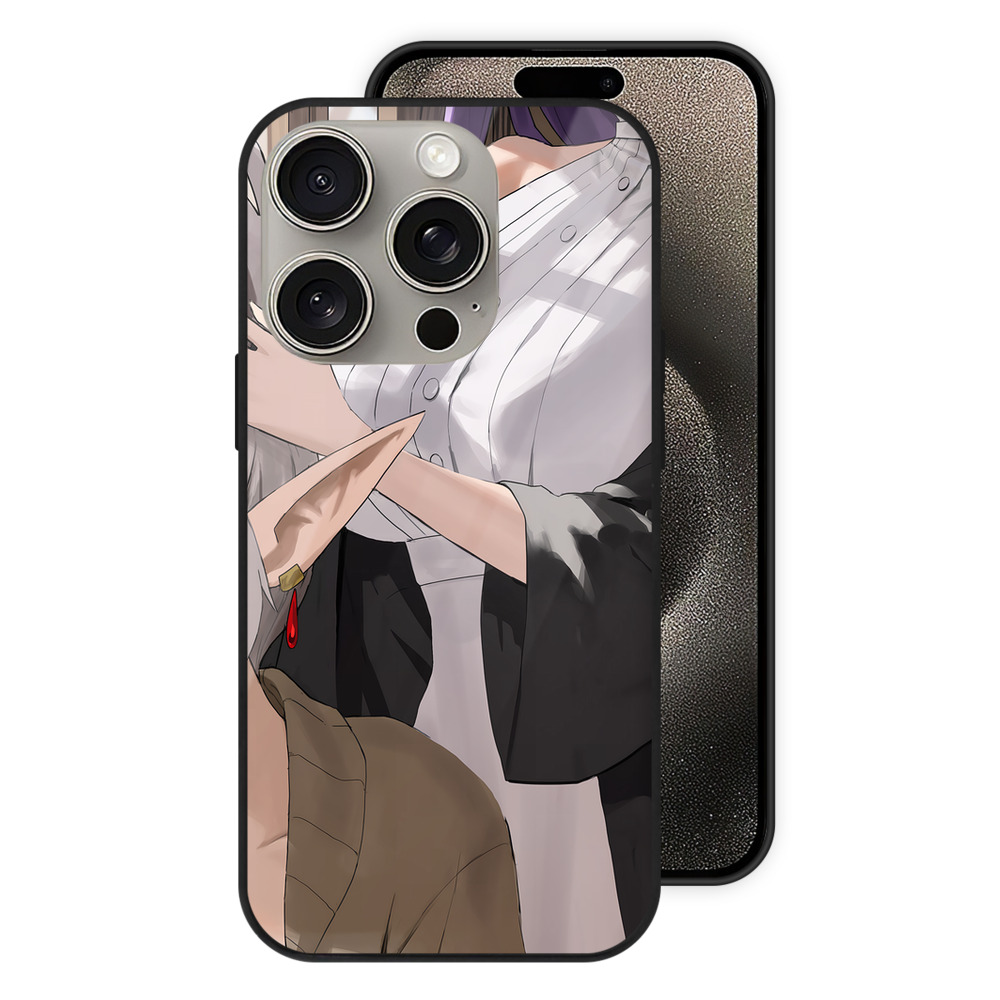 （画像用） 葬送のフリーレン Frieren 【iPhone15Pro対応】スマホケース 耐衝撃＆黄変防止 背面ガラス