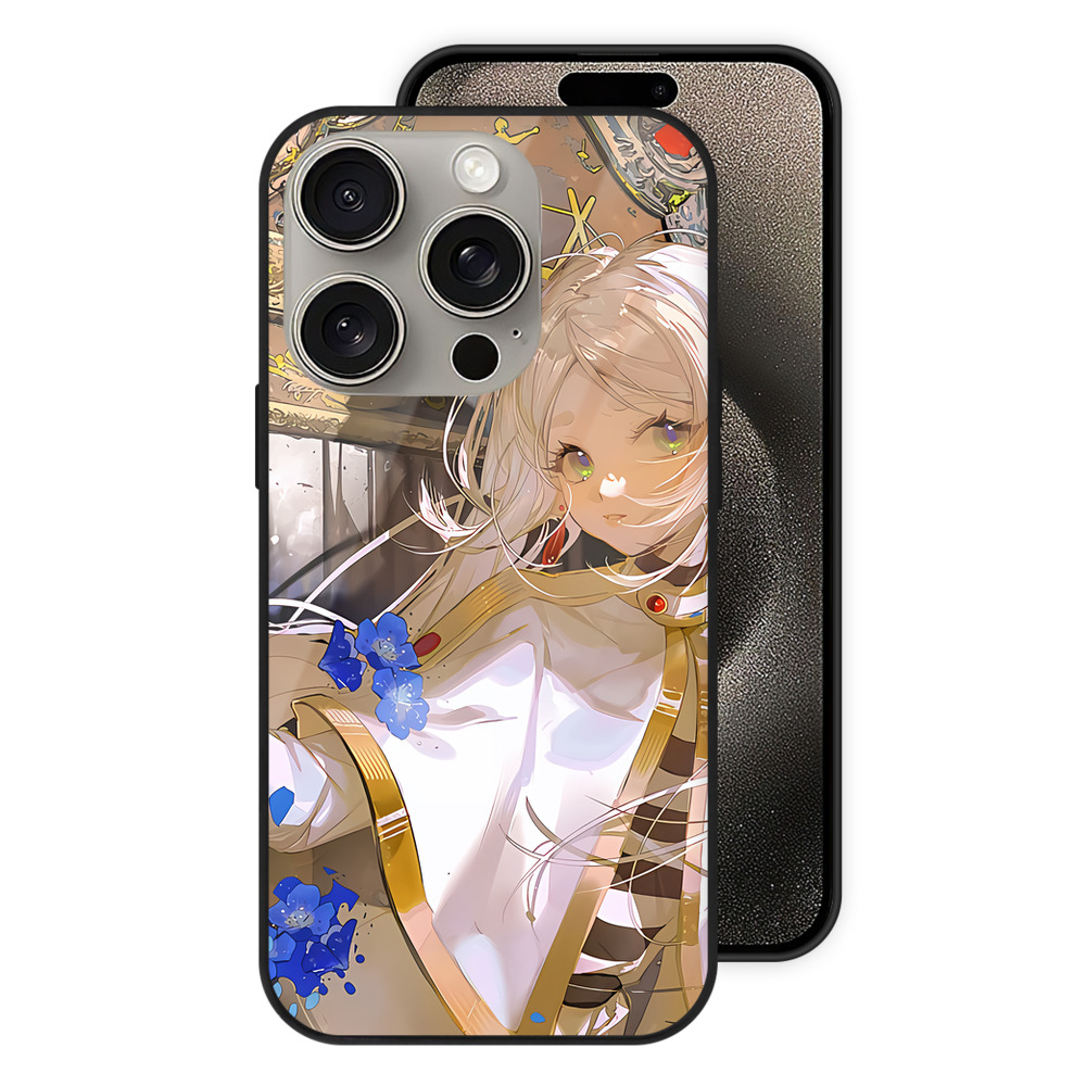 （画像用） 葬送のフリーレン Frieren 【iPhone15Pro対応】スマホケース 耐衝撃＆黄変防止 背面ガラス