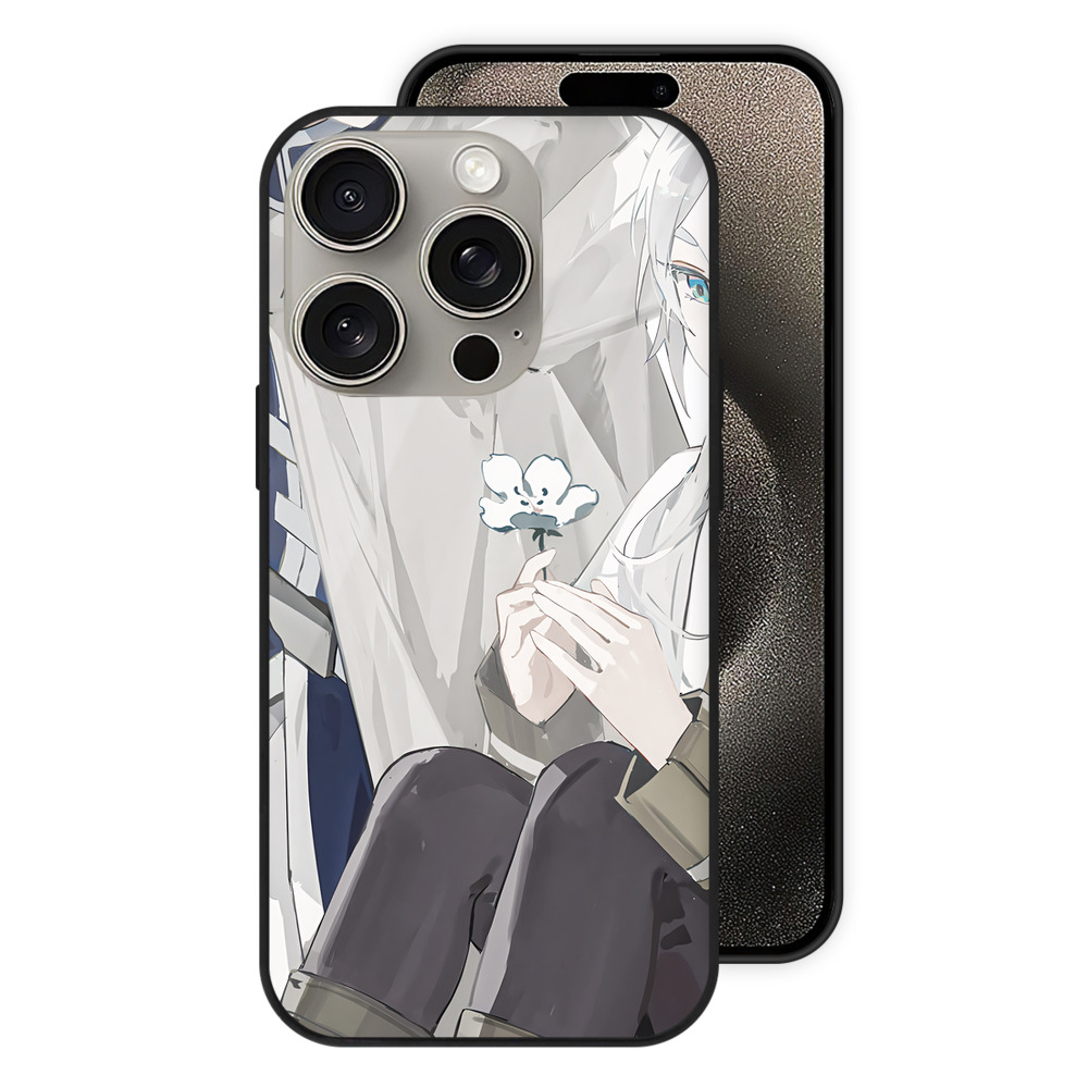 （画像用） 葬送のフリーレン Frieren 【iPhone15Pro対応】スマホケース 耐衝撃＆黄変防止 背面ガラス