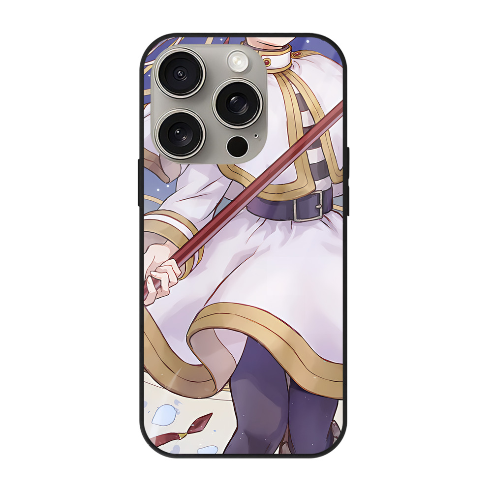 （画像用） 葬送のフリーレン Frieren 【iPhone15Pro対応】スマホケース 耐衝撃＆黄変防止 背面ガラス
