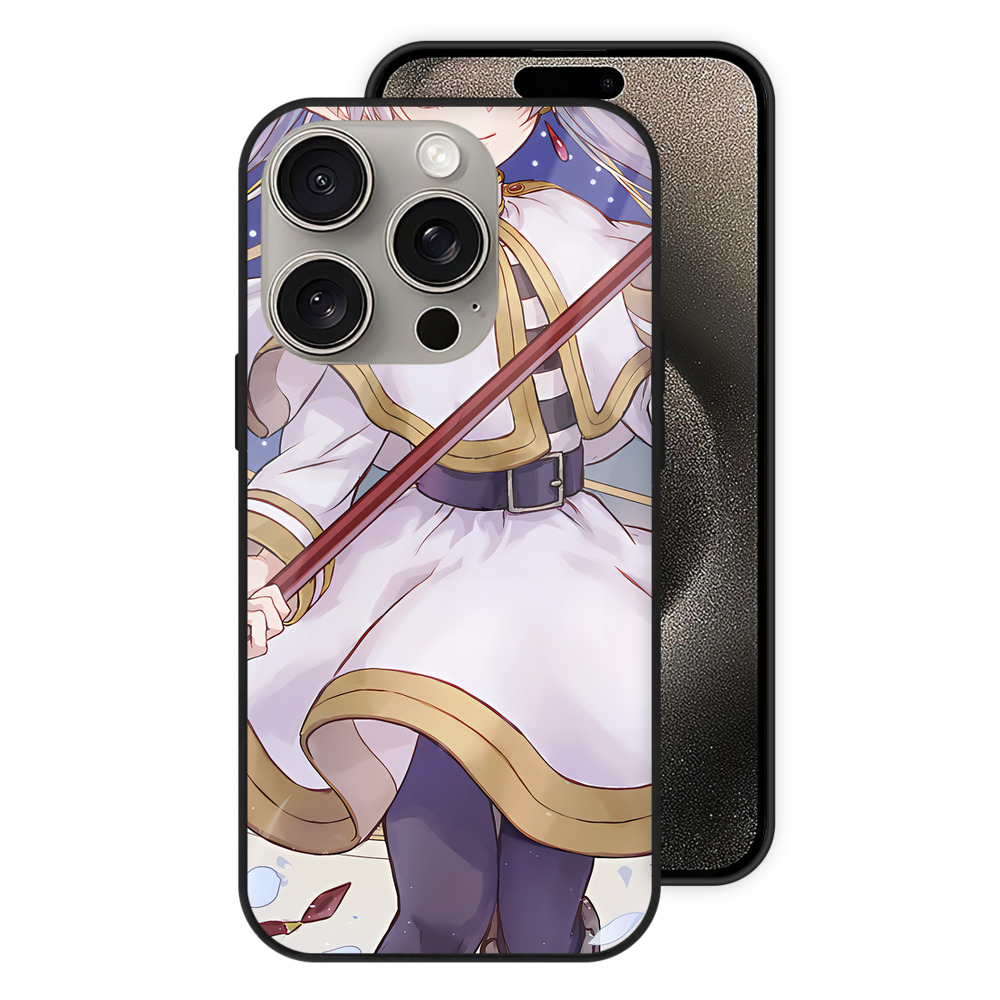 （画像用） 葬送のフリーレン Frieren 【iPhone15Pro対応】スマホケース 耐衝撃＆黄変防止 背面ガラス