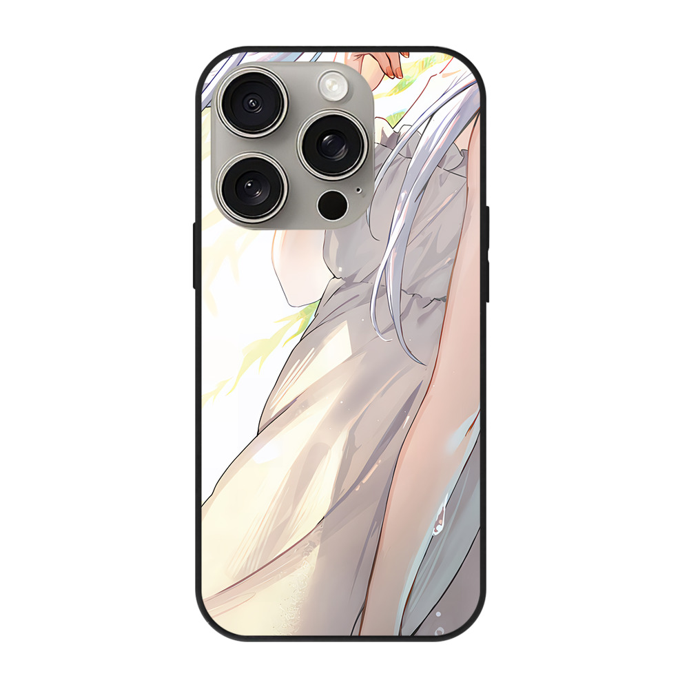 （画像用） 葬送のフリーレン Frieren 【iPhone15Pro対応】スマホケース 耐衝撃＆黄変防止 背面ガラス