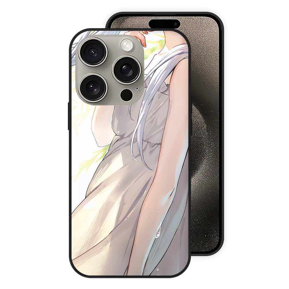 （画像用） 葬送のフリーレン Frieren 【iPhone15Pro対応】スマホケース 耐衝撃＆黄変防止 背面ガラス
