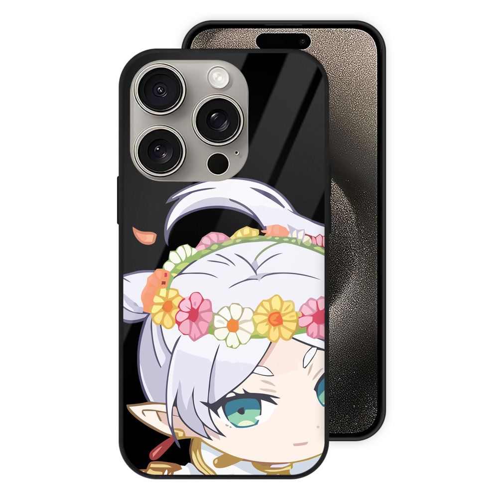 （画像用） 葬送のフリーレン Frieren 【iPhone15Pro対応】スマホケース 耐衝撃＆黄変防止 背面ガラス