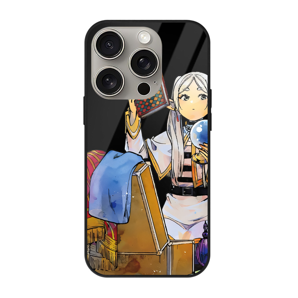 （画像用） 葬送のフリーレン Frieren 【iPhone15Pro対応】スマホケース 耐衝撃＆黄変防止 背面ガラス