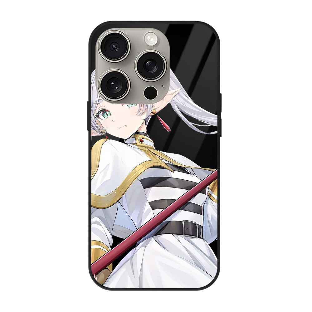 （画像用） 葬送のフリーレン Frieren 【iPhone15Pro対応】スマホケース 耐衝撃＆黄変防止 背面ガラス