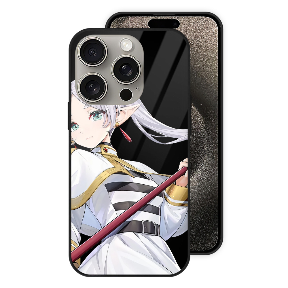 （画像用） 葬送のフリーレン Frieren 【iPhone15Pro対応】スマホケース 耐衝撃＆黄変防止 背面ガラス