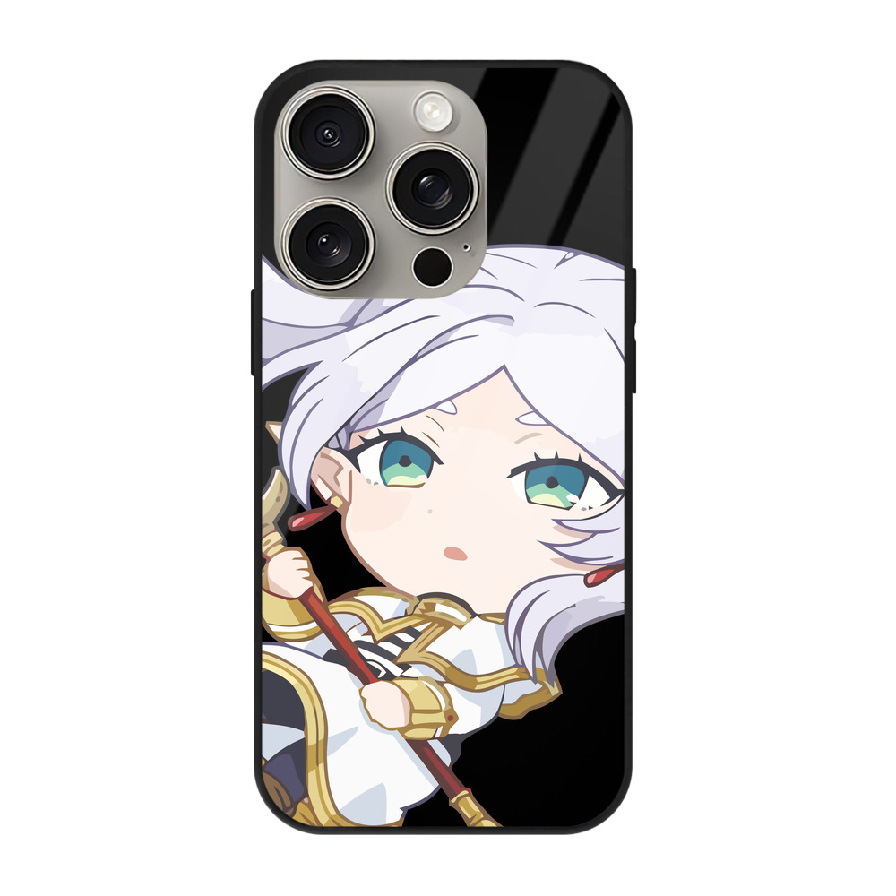 （画像用） 葬送のフリーレン Frieren 【iPhone15Pro対応】スマホケース 耐衝撃＆黄変防止 背面ガラス