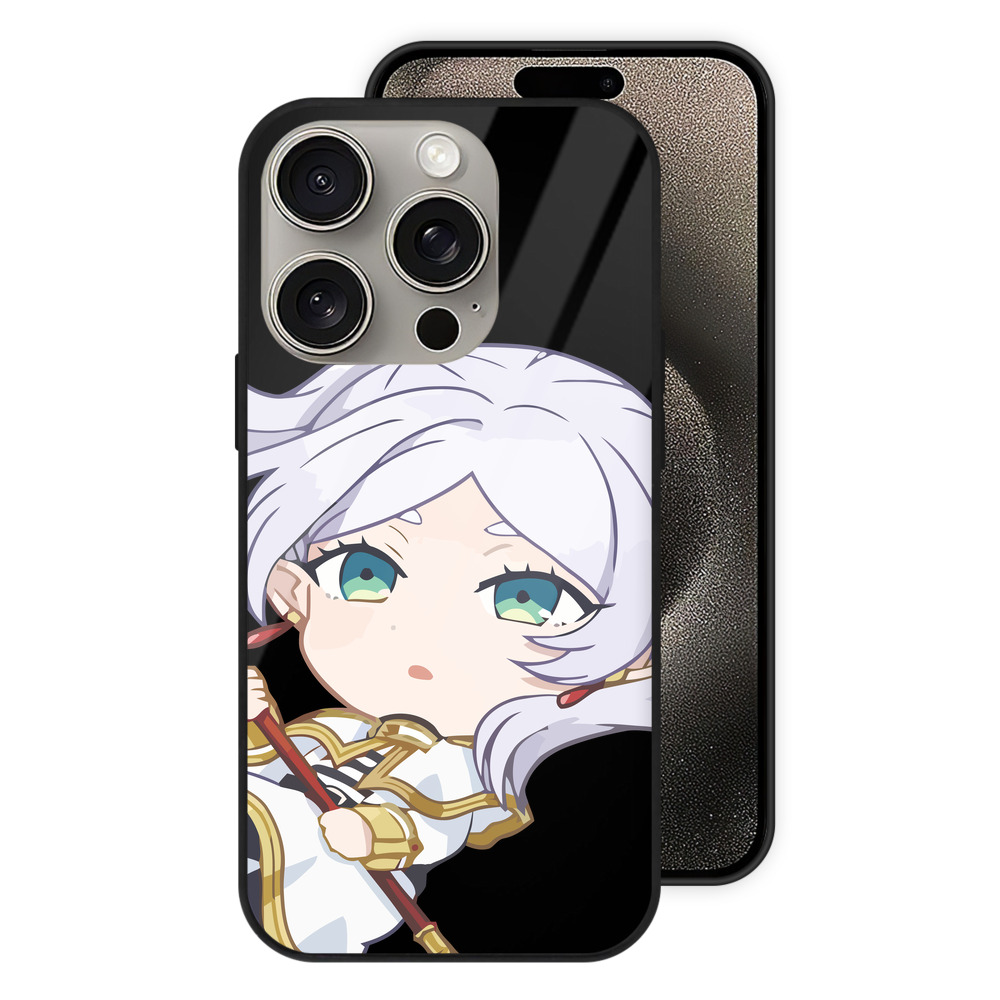 （画像用） 葬送のフリーレン Frieren 【iPhone15Pro対応】スマホケース 耐衝撃＆黄変防止 背面ガラス