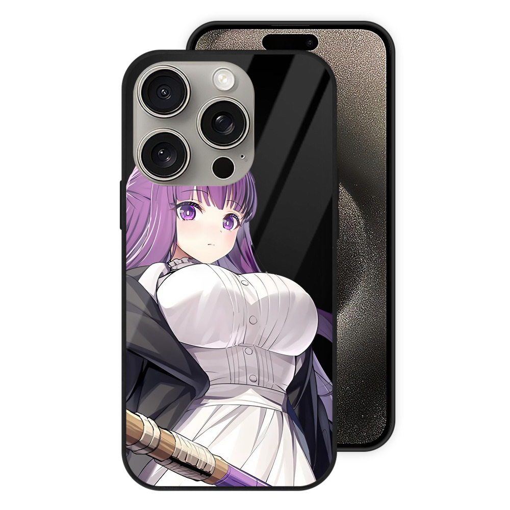 （画像用） 葬送のフリーレン Frieren 【iPhone15Pro対応】スマホケース 耐衝撃＆黄変防止 背面ガラス