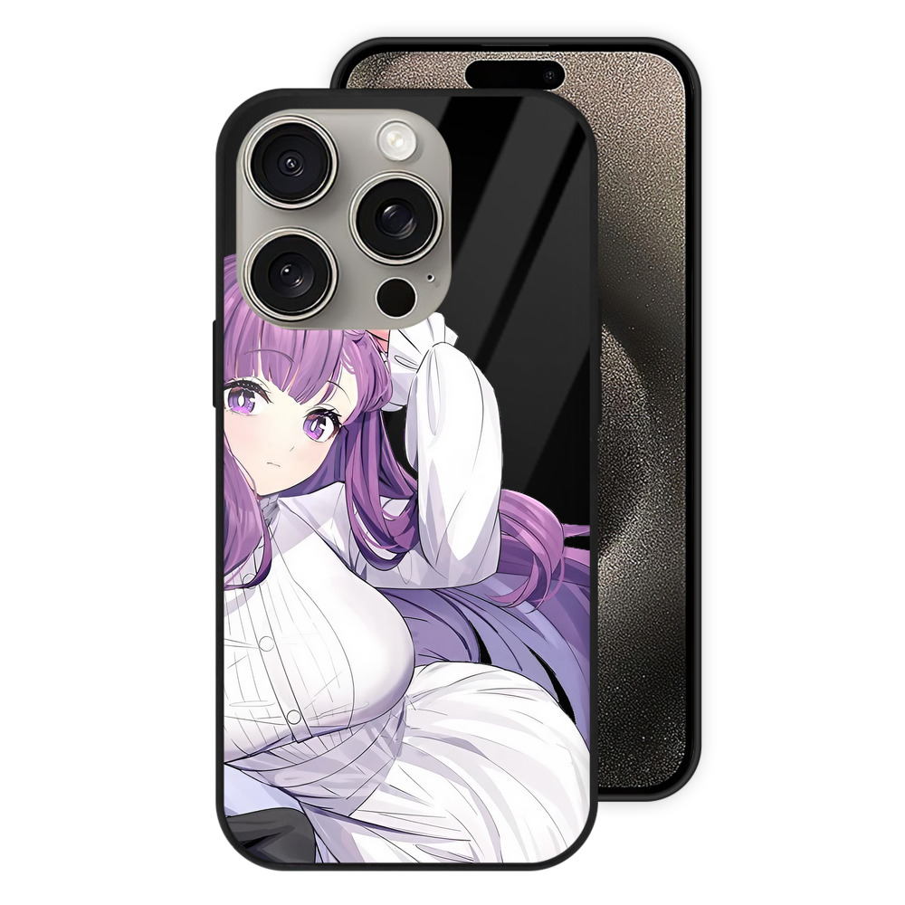 （画像用） 葬送のフリーレン Frieren 【iPhone15Pro対応】スマホケース 耐衝撃＆黄変防止 背面ガラス