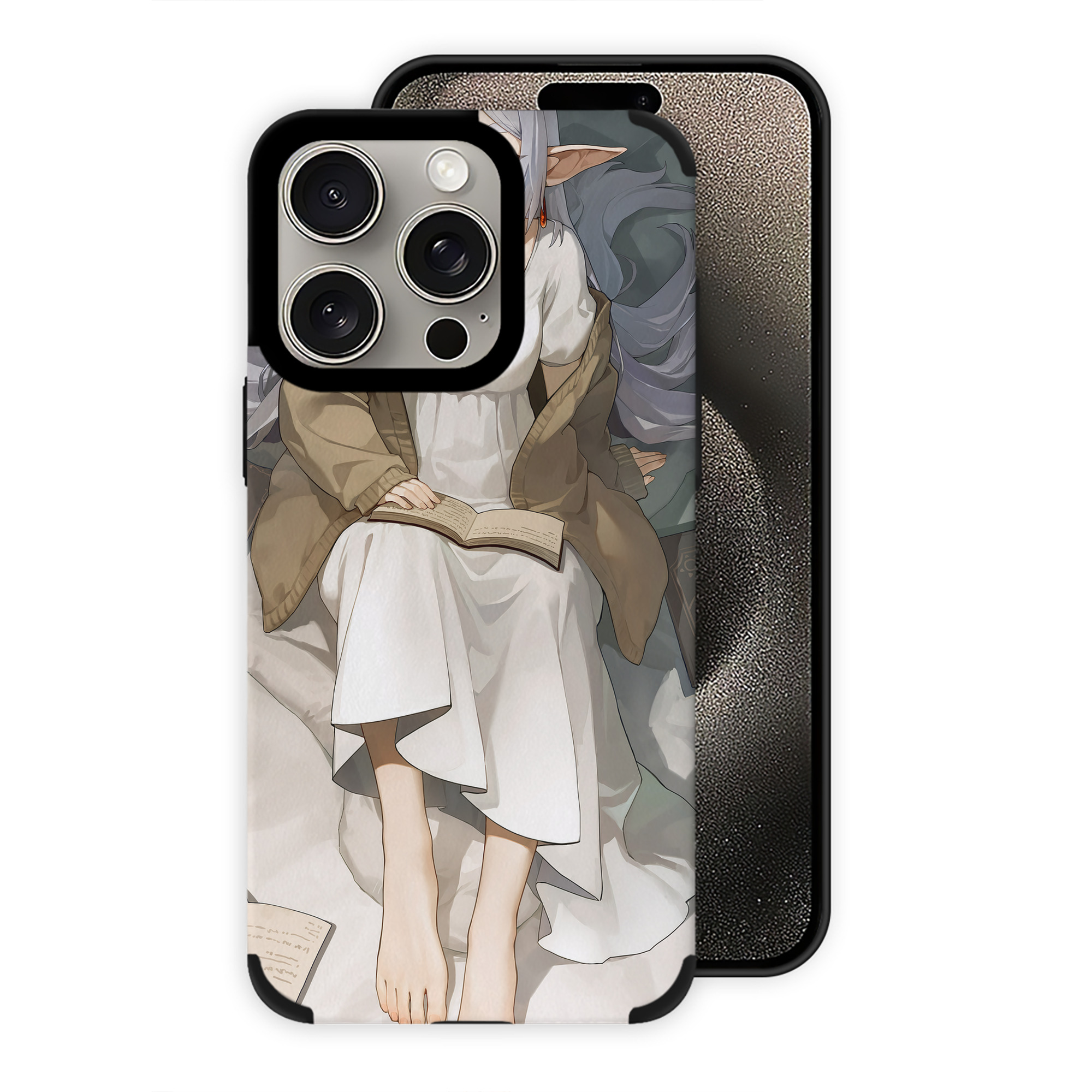 （画像用） 葬送のフリーレン Frieren 【iPhone15ProMax対応】 PUレザー スマホケース 耐衝撃＆黄変防止