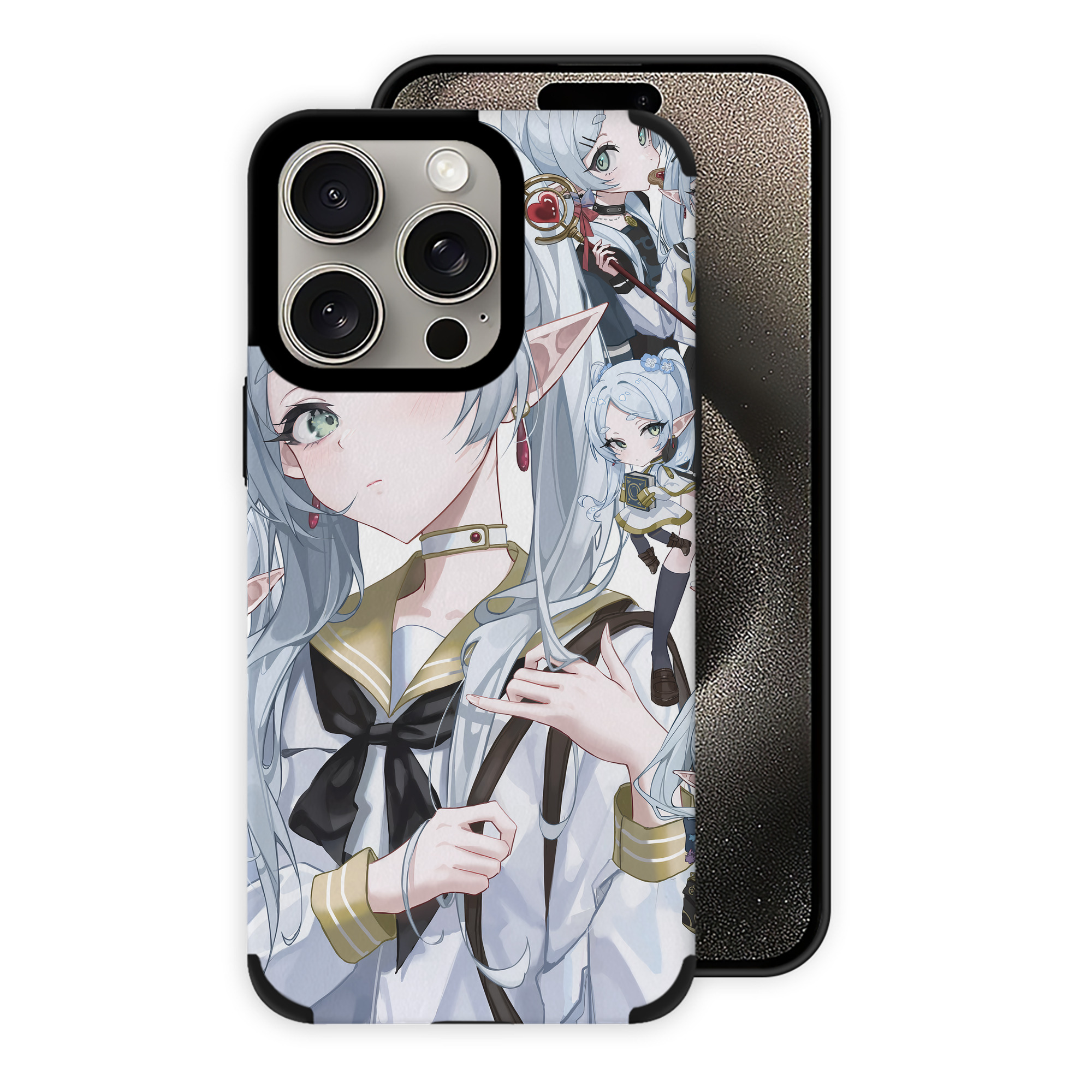 （画像用） 葬送のフリーレン Frieren 【iPhone15ProMax対応】 PUレザー スマホケース 耐衝撃＆黄変防止