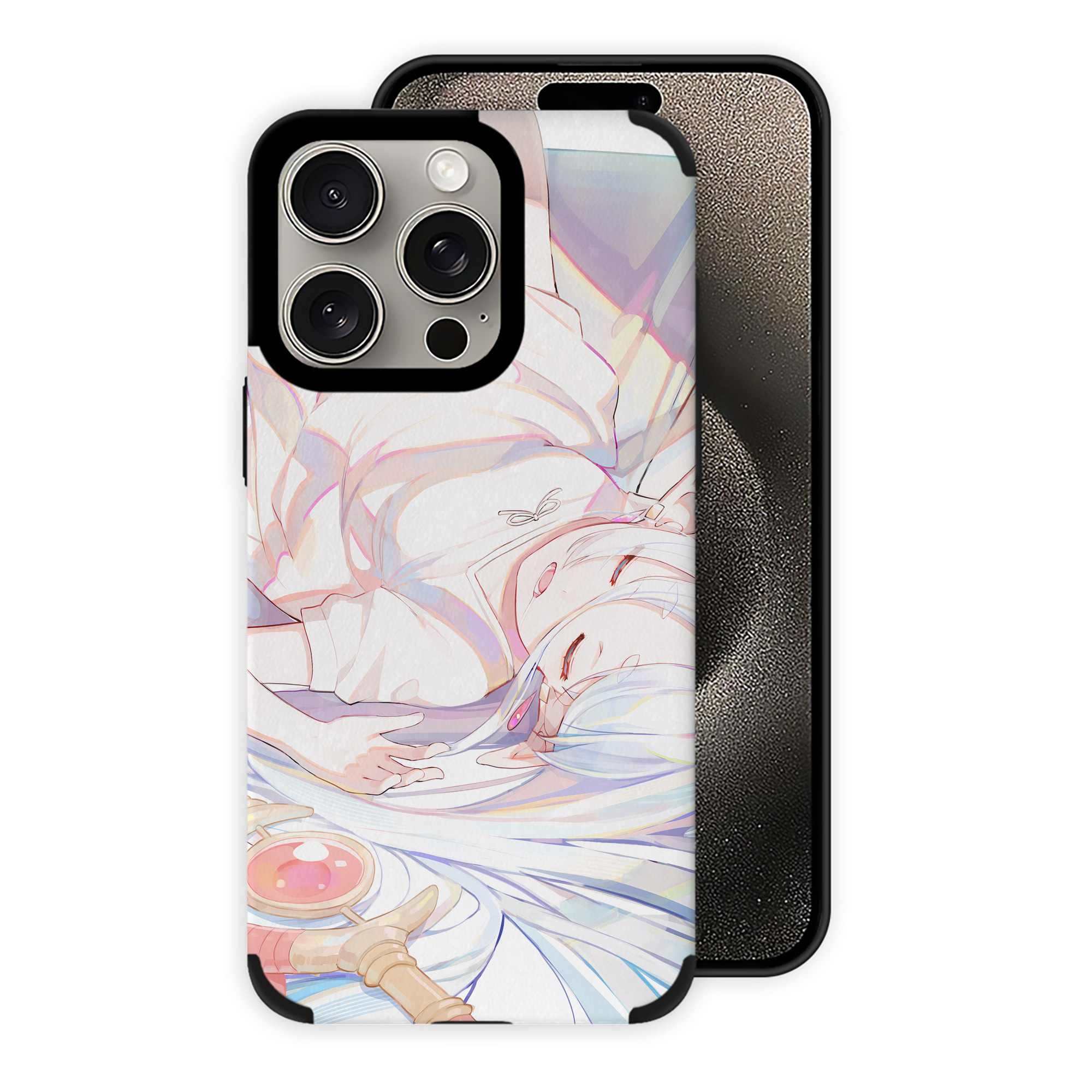 （画像用） 葬送のフリーレン Frieren 【iPhone15ProMax対応】 PUレザー スマホケース 耐衝撃＆黄変防止