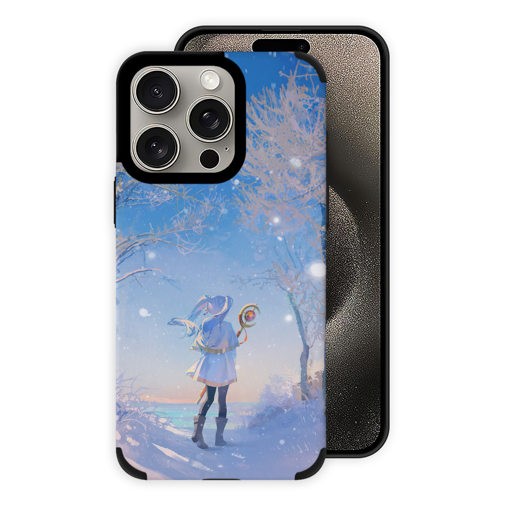 （画像用） 葬送のフリーレン Frieren 【iPhone15ProMax対応】 PUレザー スマホケース 耐衝撃＆黄変防止