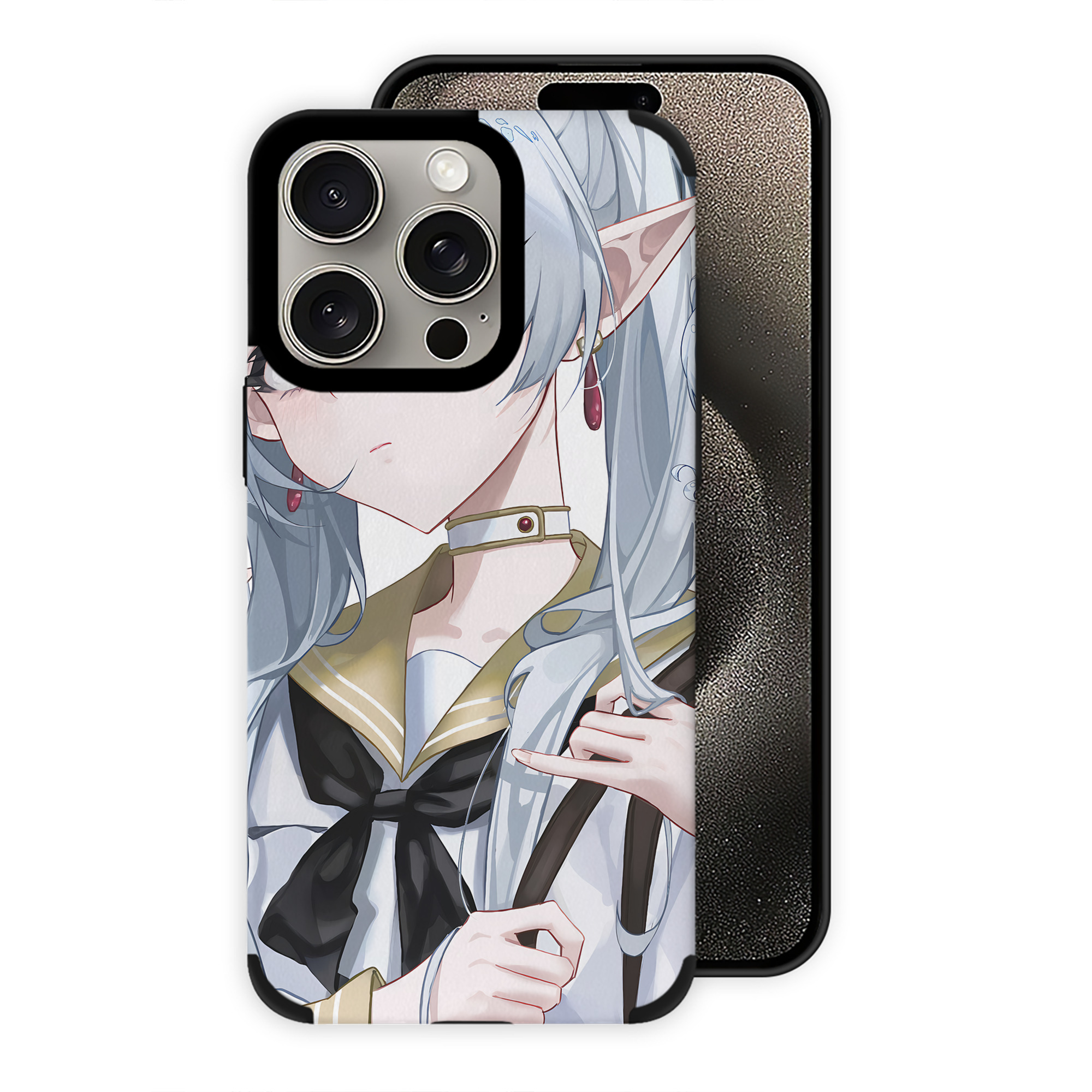 （画像用） 葬送のフリーレン Frieren 【iPhone15ProMax対応】 PUレザー スマホケース 耐衝撃＆黄変防止