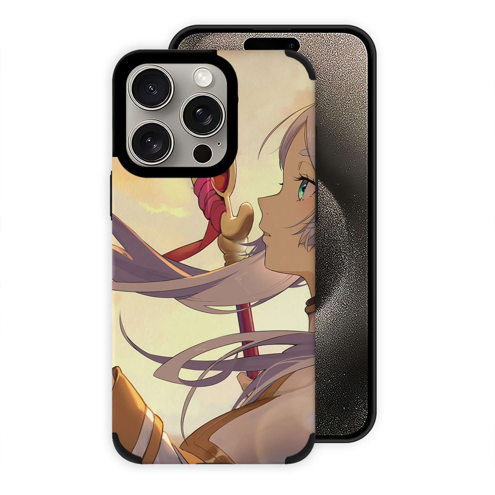 （画像用） 葬送のフリーレン Frieren 【iPhone15ProMax対応】 PUレザー スマホケース 耐衝撃＆黄変防止