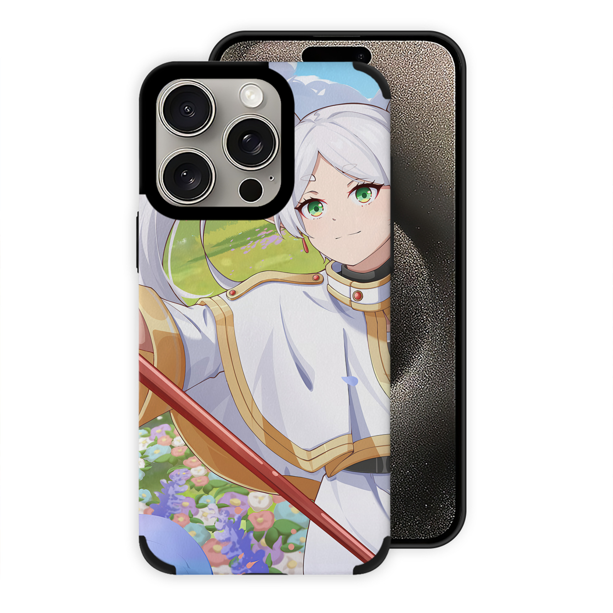 （画像用） 葬送のフリーレン Frieren 【iPhone15ProMax対応】 PUレザー スマホケース 耐衝撃＆黄変防止