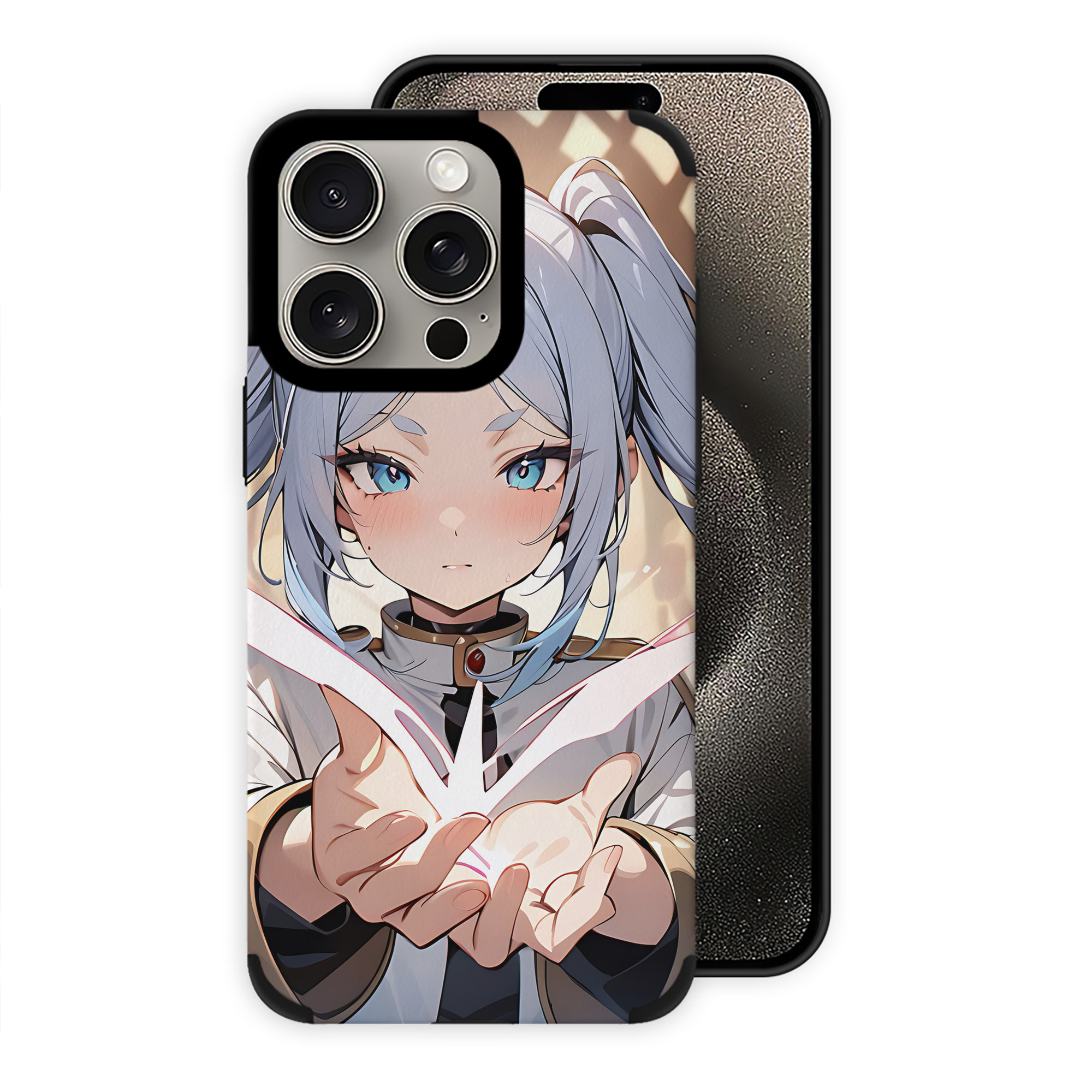 （画像用） 葬送のフリーレン Frieren 【iPhone15ProMax対応】 PUレザー スマホケース 耐衝撃＆黄変防止