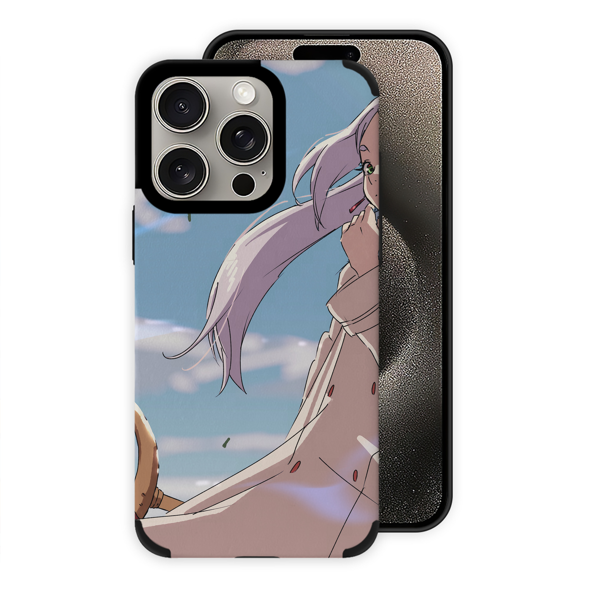 （画像用） 葬送のフリーレン Frieren 【iPhone15ProMax対応】 PUレザー スマホケース 耐衝撃＆黄変防止