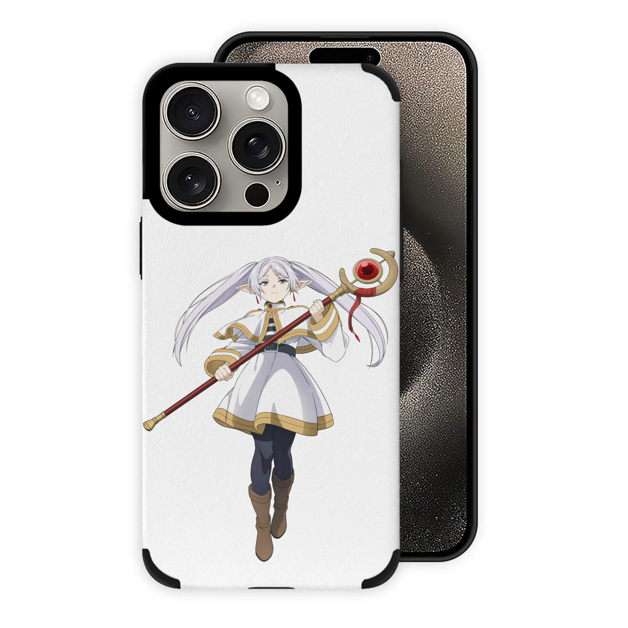 （画像用） 葬送のフリーレン Frieren 【iPhone15ProMax対応】 PUレザー スマホケース 耐衝撃＆黄変防止