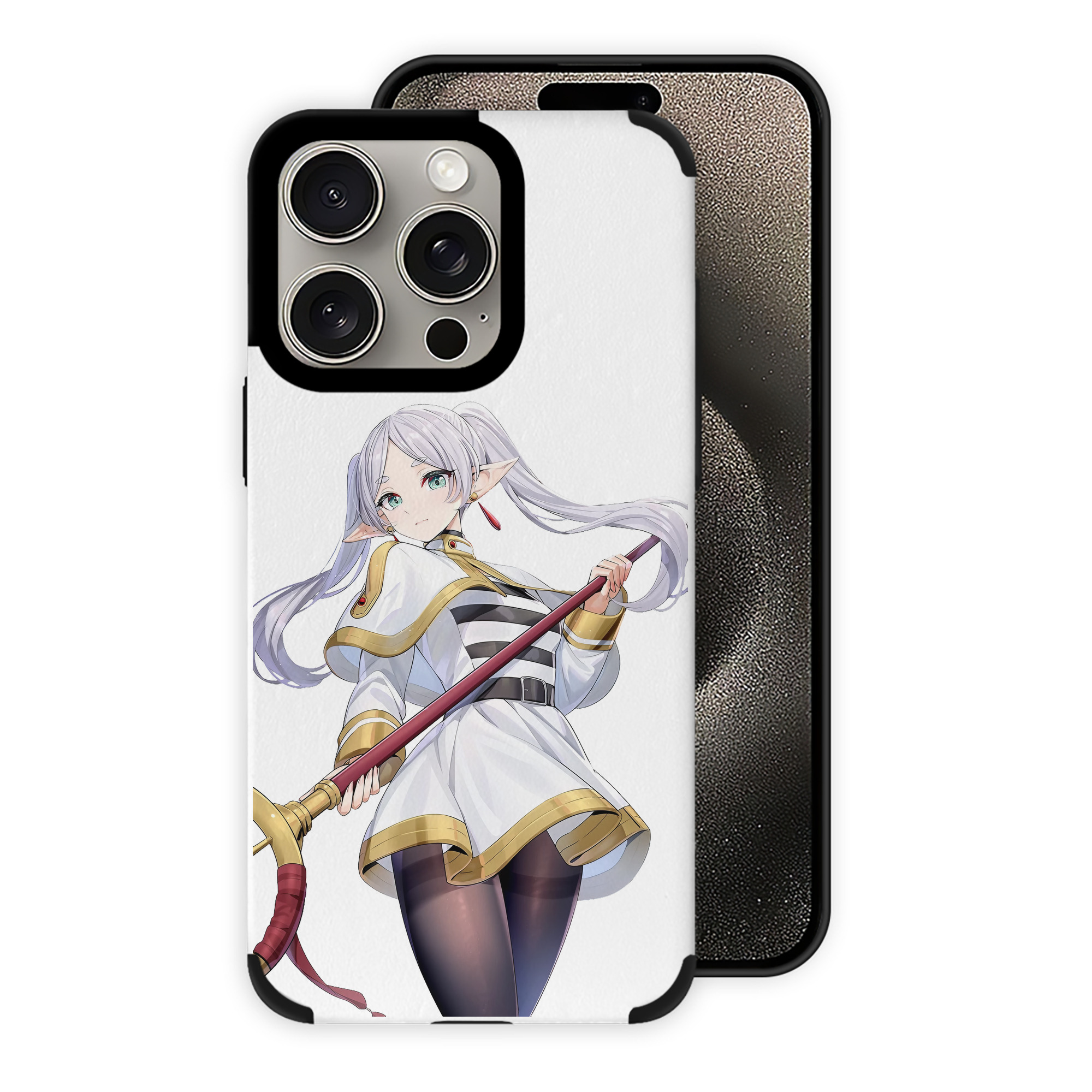 （画像用） 葬送のフリーレン Frieren 【iPhone15ProMax対応】 PUレザー スマホケース 耐衝撃＆黄変防止