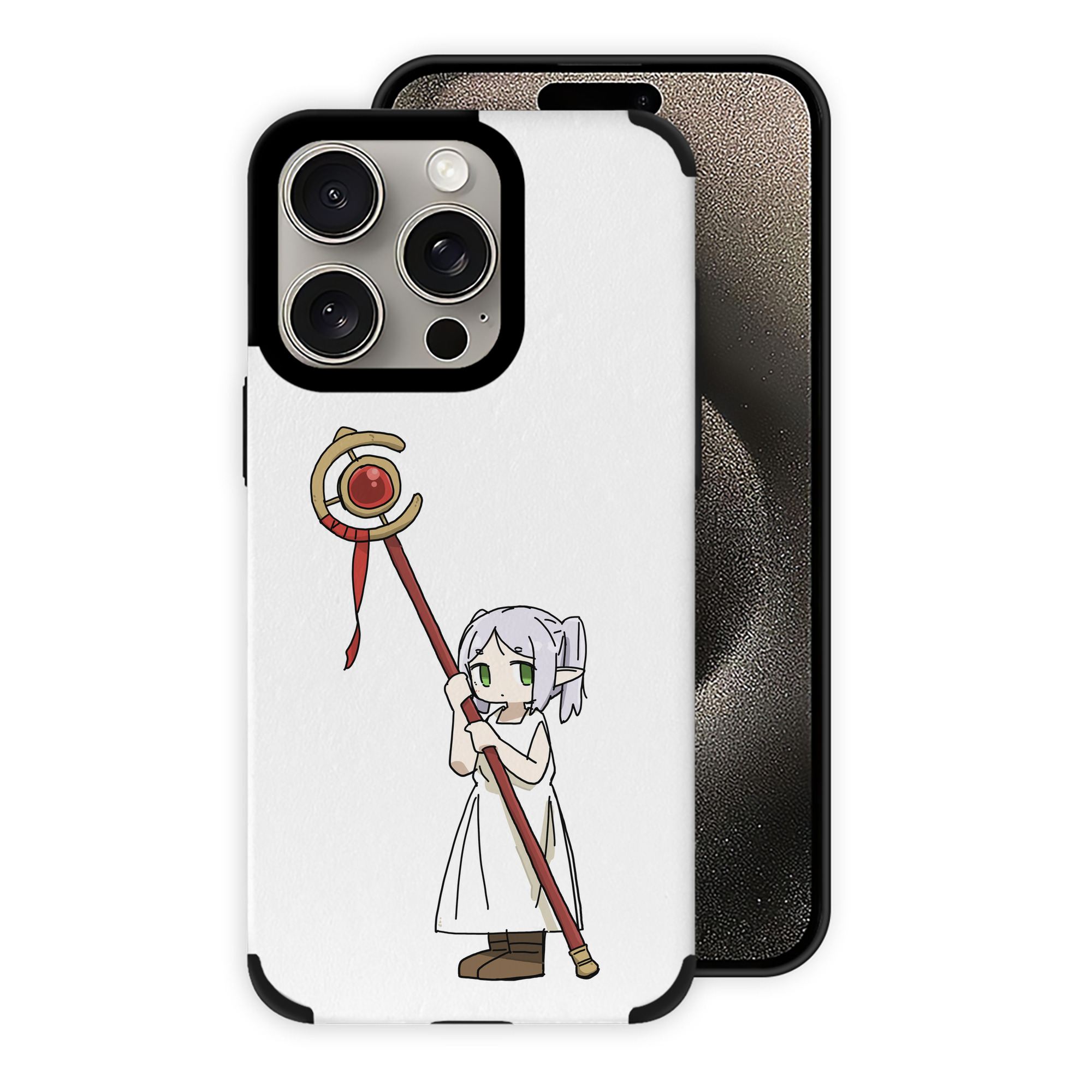 （画像用） 葬送のフリーレン Frieren 【iPhone15ProMax対応】 PUレザー スマホケース 耐衝撃＆黄変防止