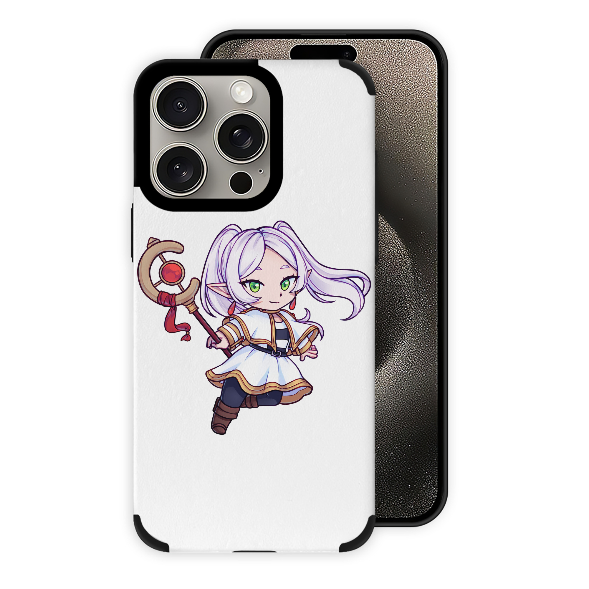 （画像用） 葬送のフリーレン Frieren 【iPhone15ProMax対応】 PUレザー スマホケース 耐衝撃＆黄変防止