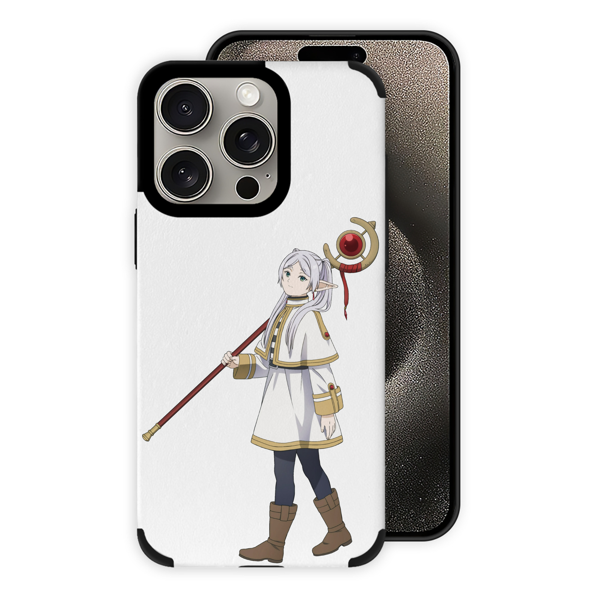 （画像用） 葬送のフリーレン Frieren 【iPhone15ProMax対応】 PUレザー スマホケース 耐衝撃＆黄変防止