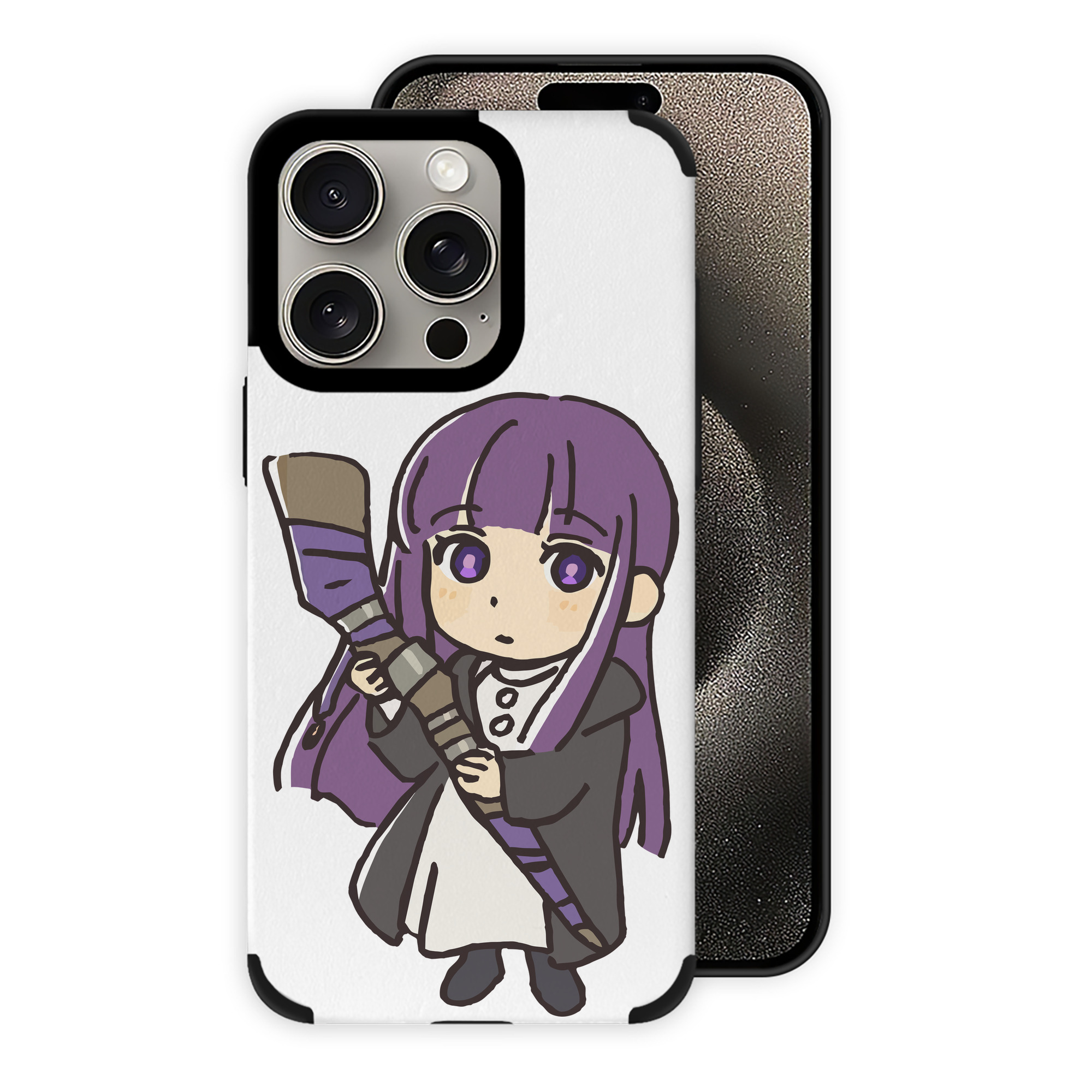（画像用） 葬送のフリーレン Frieren 【iPhone15ProMax対応】 PUレザー スマホケース 耐衝撃＆黄変防止