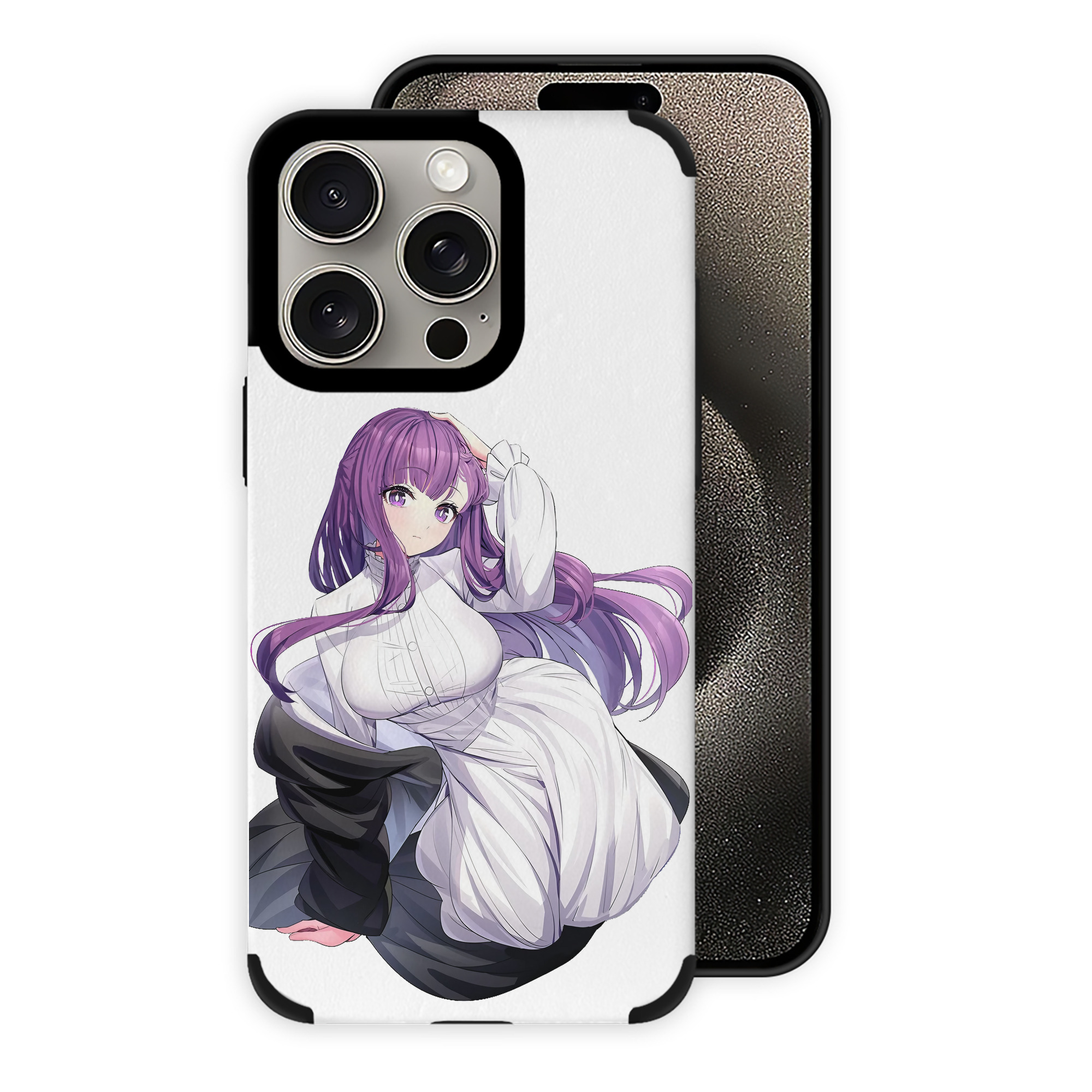 （画像用） 葬送のフリーレン Frieren 【iPhone15ProMax対応】 PUレザー スマホケース 耐衝撃＆黄変防止
