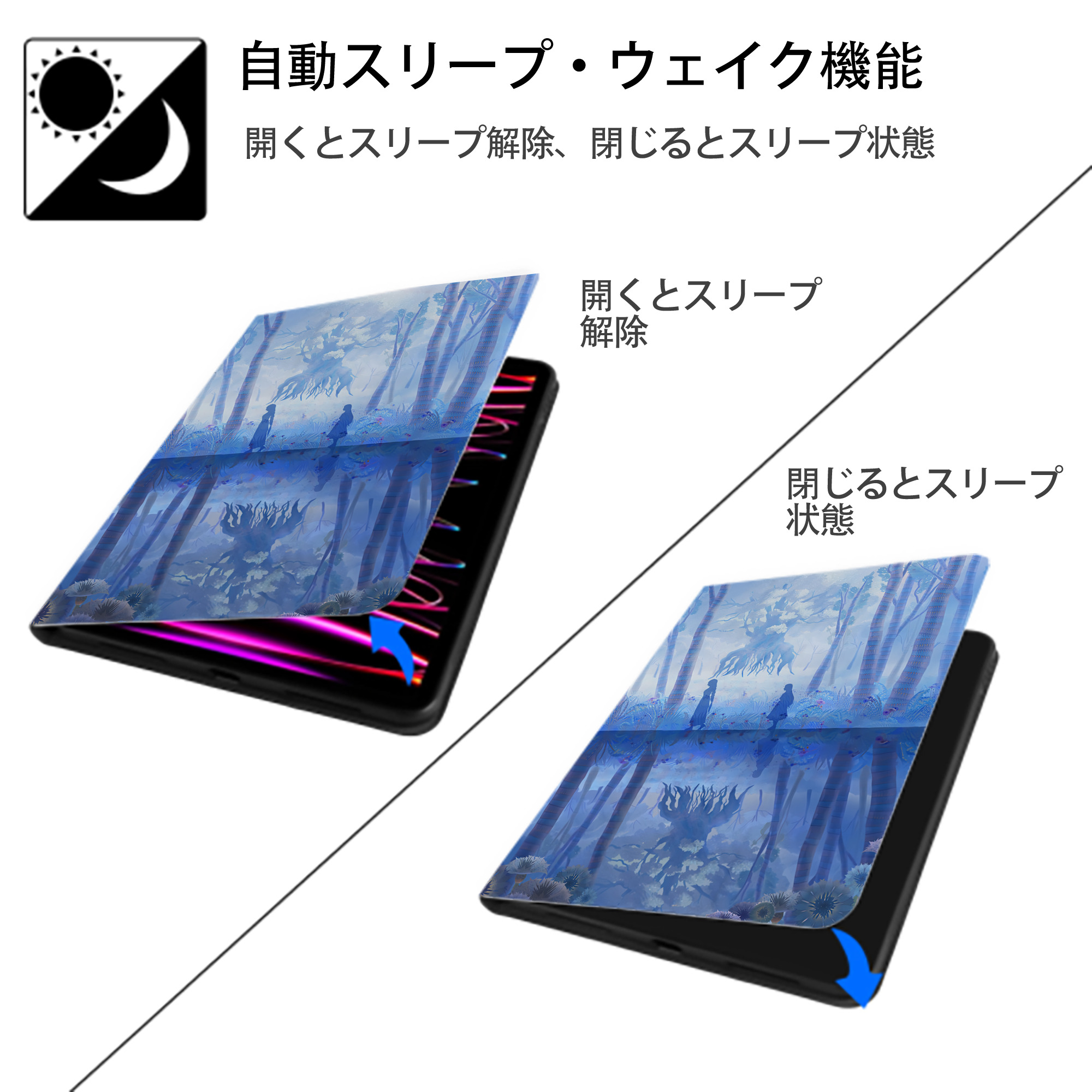 葬送のフリーレン Frieren IPad ケース ペン収納付き 三つ折りスタンド PUレザー×シリコン 対応機種9.5/10.5/10.9インチ
