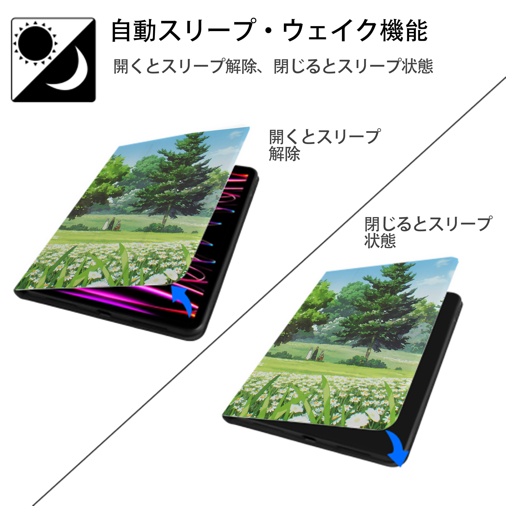 葬送のフリーレン Frieren IPad ケース ペン収納付き 三つ折りスタンド PUレザー×シリコン 対応機種9.5/10.5/10.9インチ