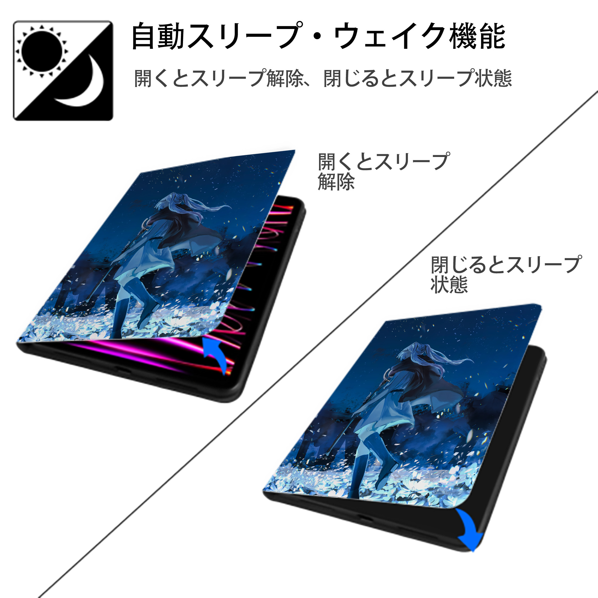 葬送のフリーレン Frieren IPad ケース ペン収納付き 三つ折りスタンド PUレザー×シリコン 対応機種9.5/10.5/10.9インチ