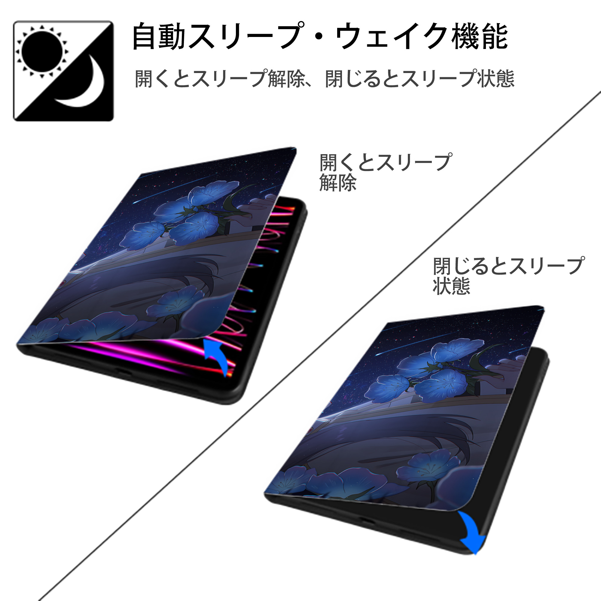 葬送のフリーレン Frieren IPad ケース ブック型 PUレザー TPU 耐衝撃 軽量 薄型 ペン収納なし 全面保護 IPad 各モデル対応