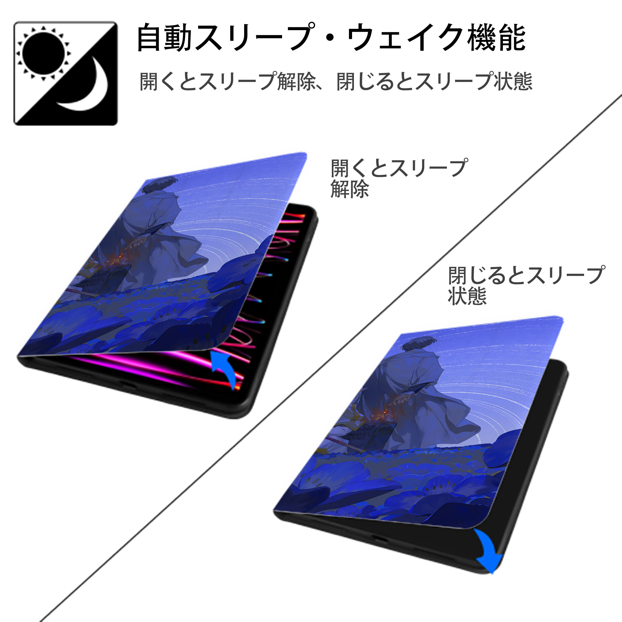 葬送のフリーレン Frieren IPad ケース ブック型 PUレザー TPU 耐衝撃 軽量 薄型 ペン収納なし 全面保護 IPad 各モデル対応