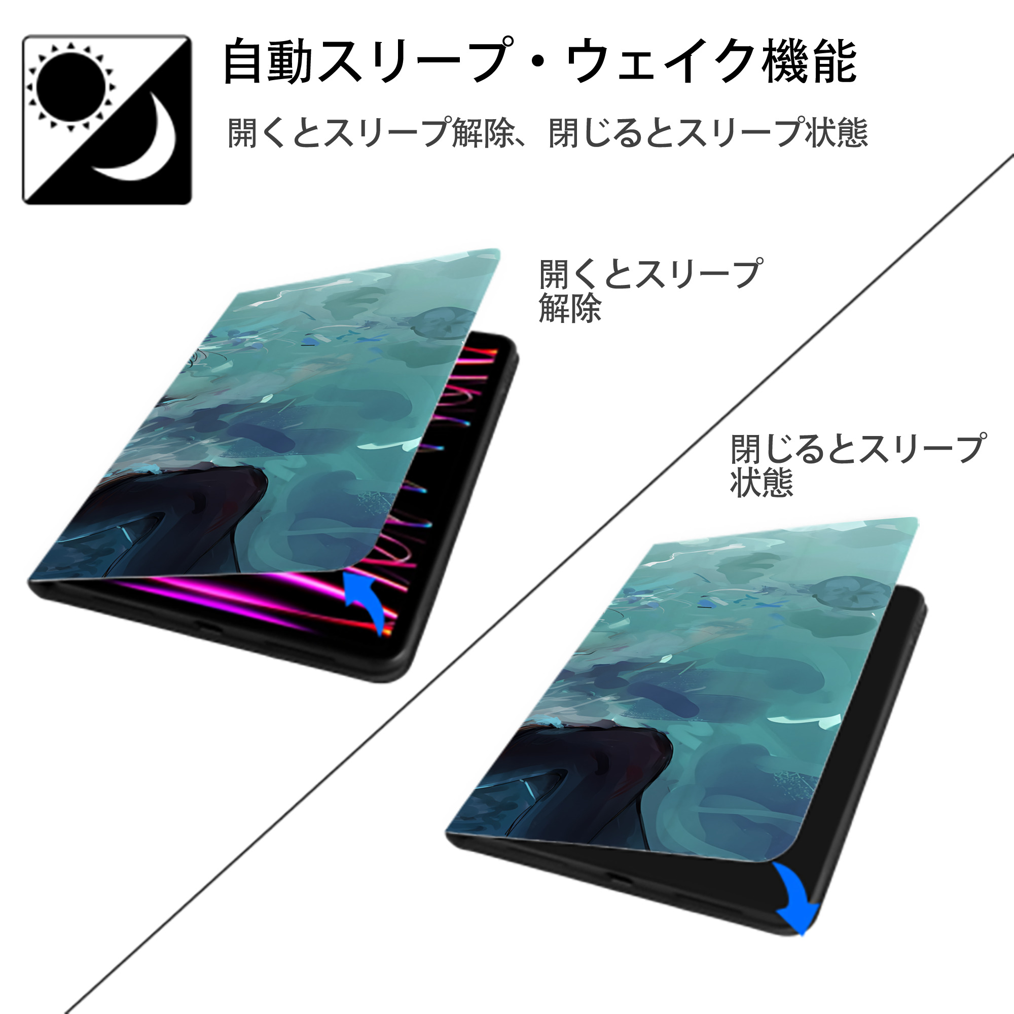 葬送のフリーレン Frieren IPad ケース ブック型 PUレザー TPU 耐衝撃 軽量 薄型 ペン収納なし 全面保護 IPad 各モデル対応