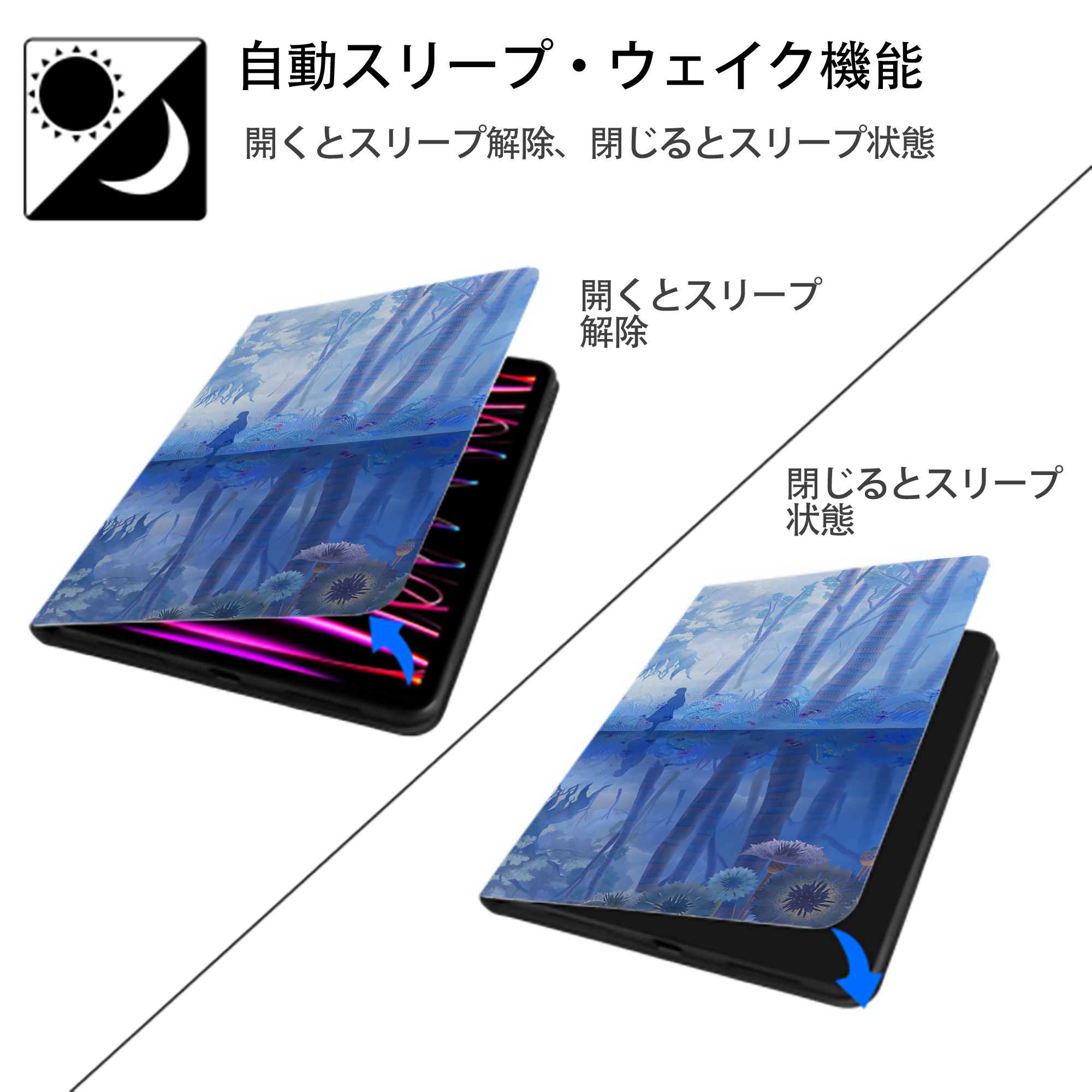 葬送のフリーレン Frieren IPad ケース ブック型 PUレザー TPU 耐衝撃 軽量 薄型 ペン収納なし 全面保護 IPad 各モデル対応