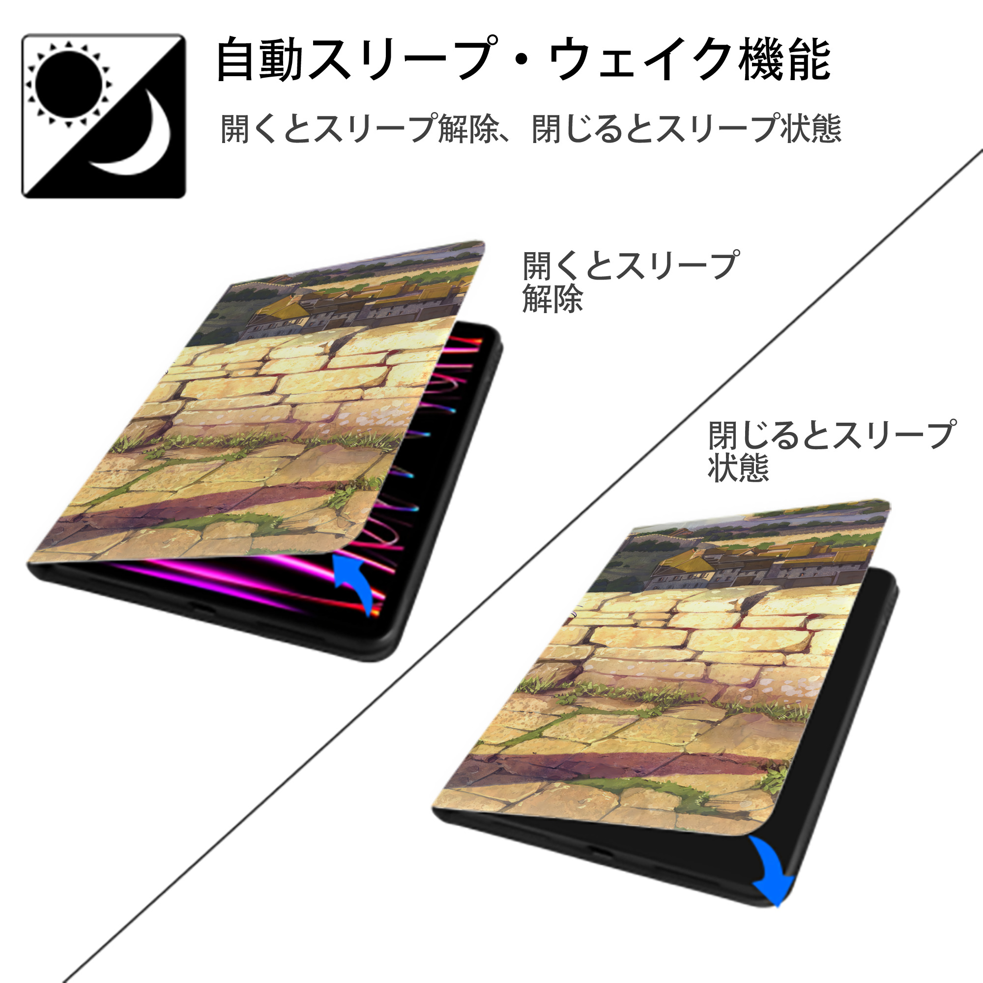 葬送のフリーレン Frieren IPad ケース ブック型 PUレザー TPU 耐衝撃 軽量 薄型 ペン収納なし 全面保護 IPad 各モデル対応