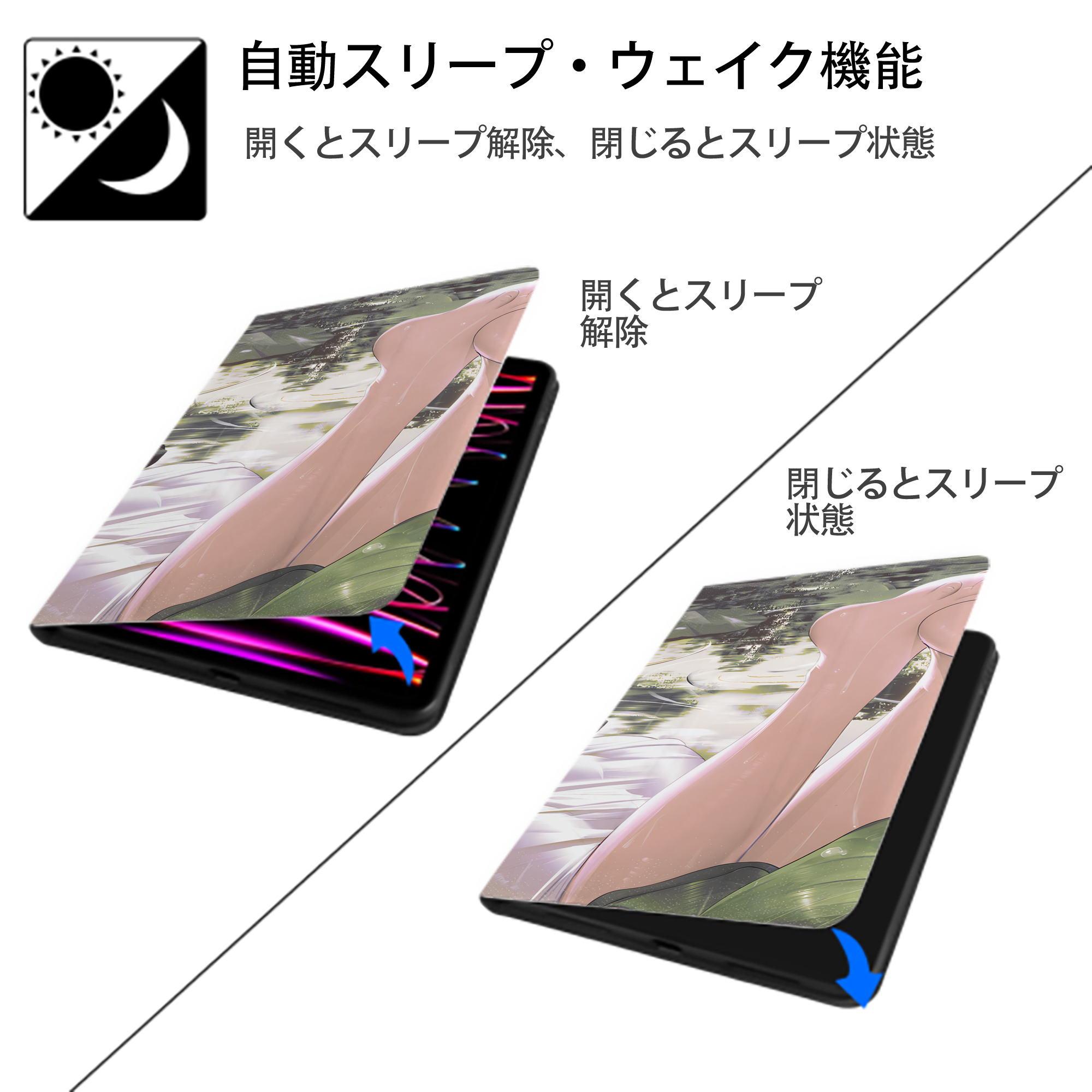 葬送のフリーレン Frieren IPad ケース ブック型 PUレザー TPU 耐衝撃 軽量 薄型 ペン収納なし 全面保護 IPad 各モデル対応