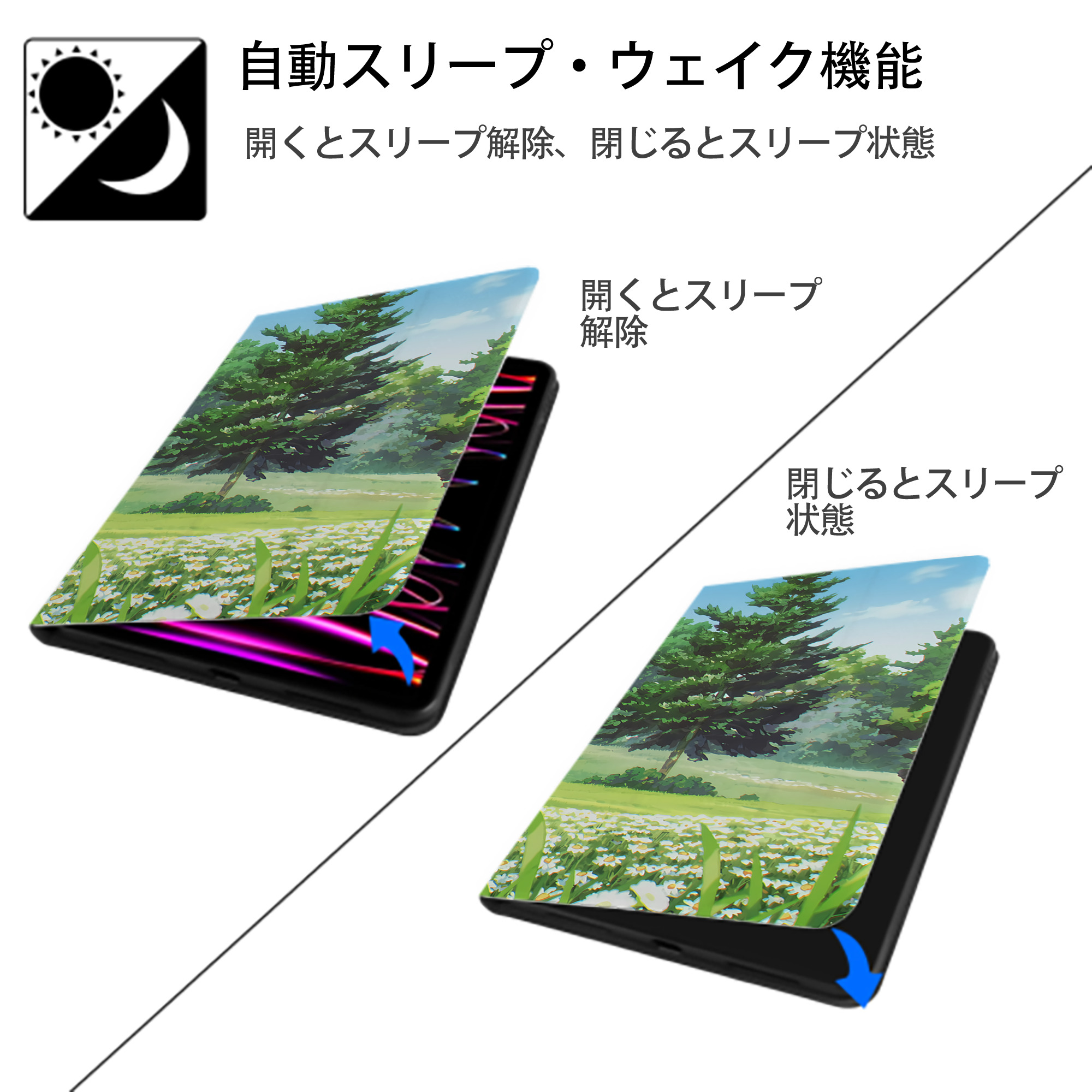 葬送のフリーレン Frieren IPad ケース ブック型 PUレザー TPU 耐衝撃 軽量 薄型 ペン収納なし 全面保護 IPad 各モデル対応