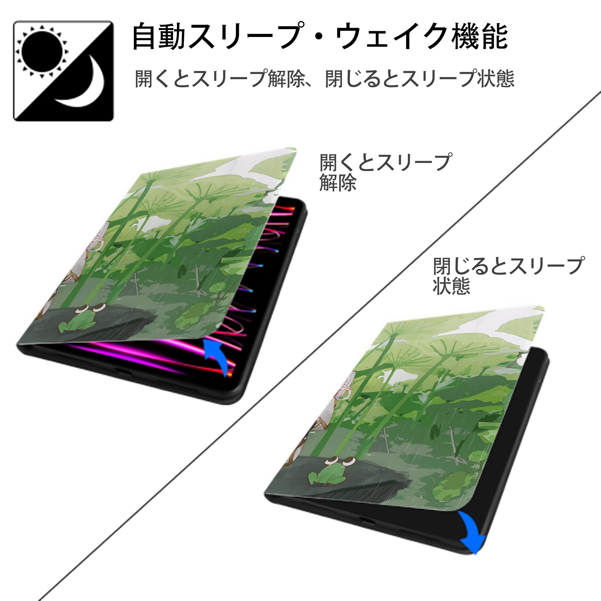 葬送のフリーレン Frieren IPad ケース ブック型 PUレザー TPU 耐衝撃 軽量 薄型 ペン収納なし 全面保護 IPad 各モデル対応