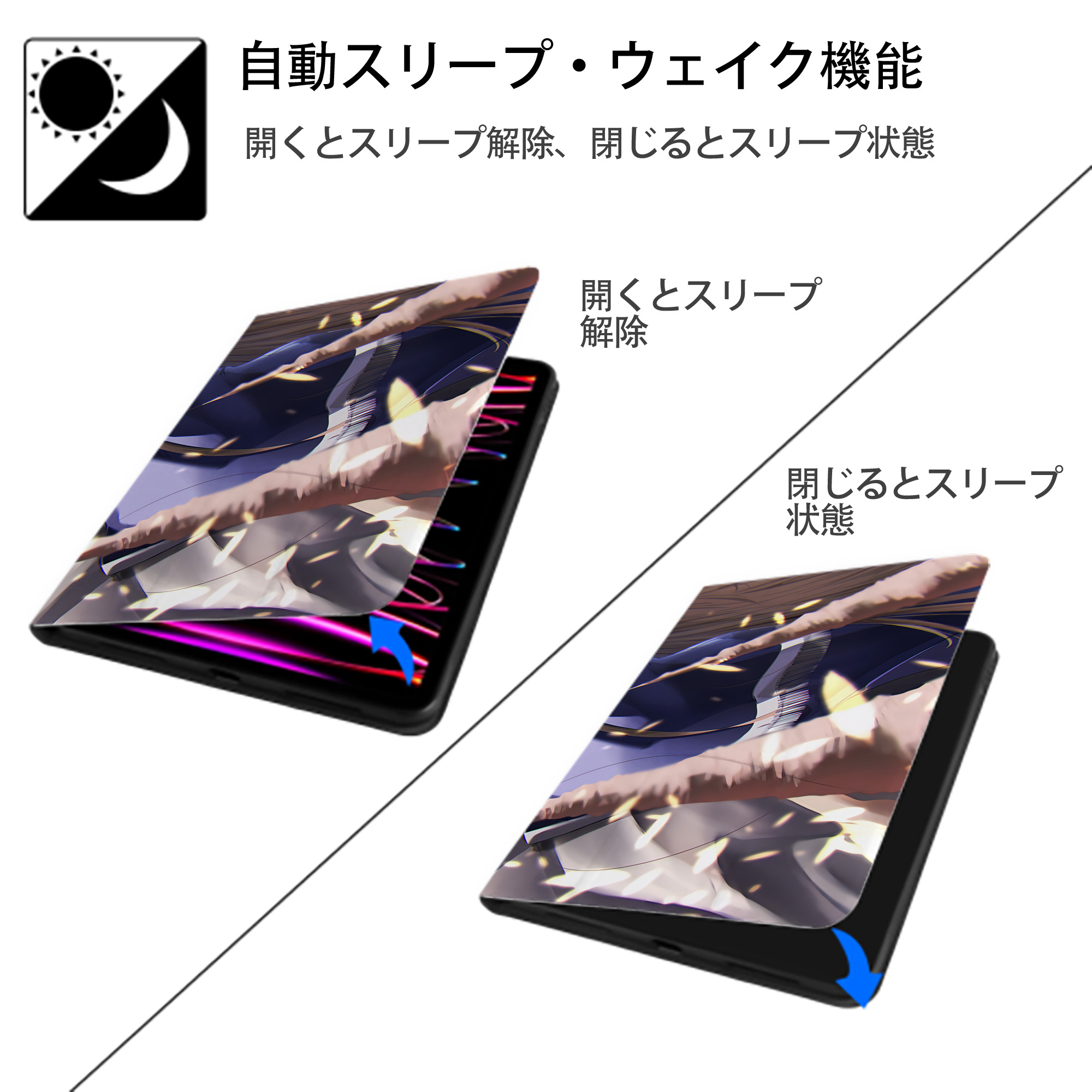 葬送のフリーレン Frieren IPadケース ペンホルダー付き ブックスタイルデザイン