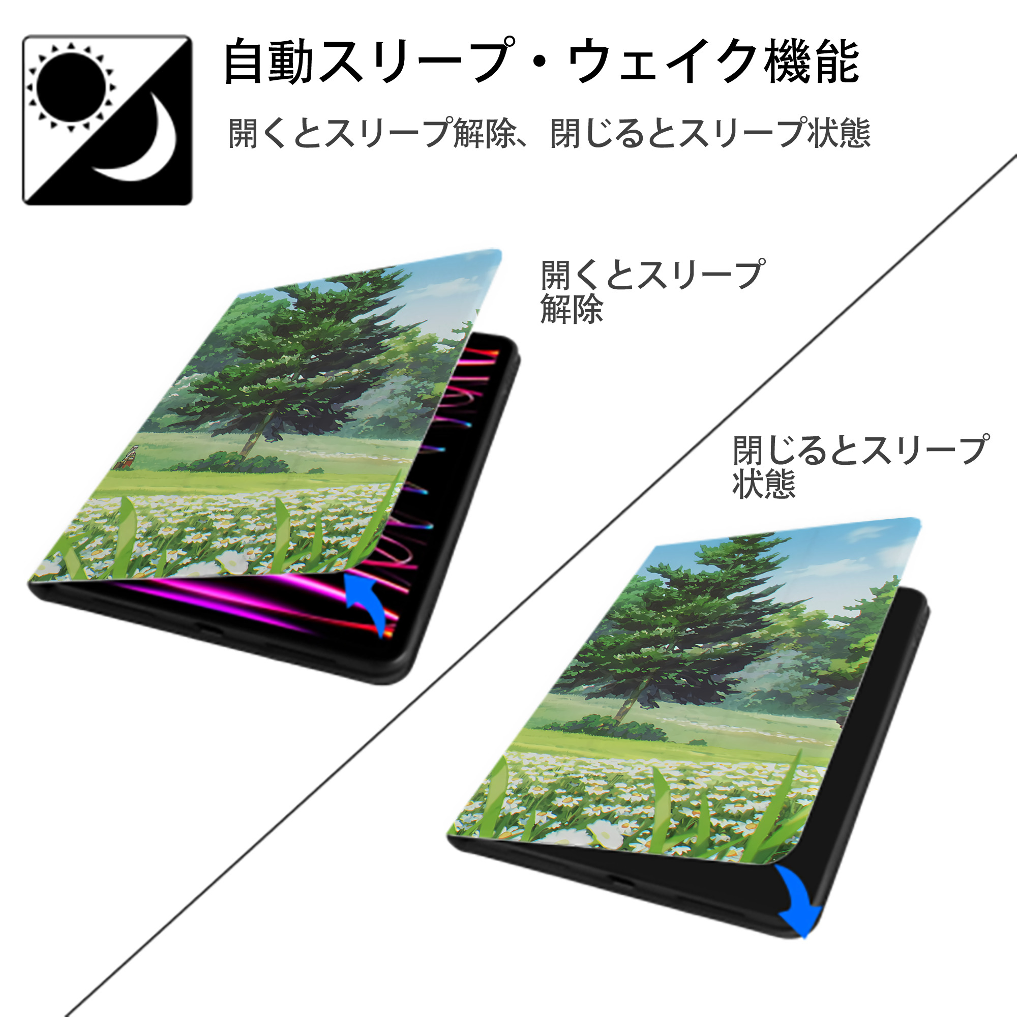 葬送のフリーレン Frieren IPadケース ペンホルダー付き ブックスタイルデザイン